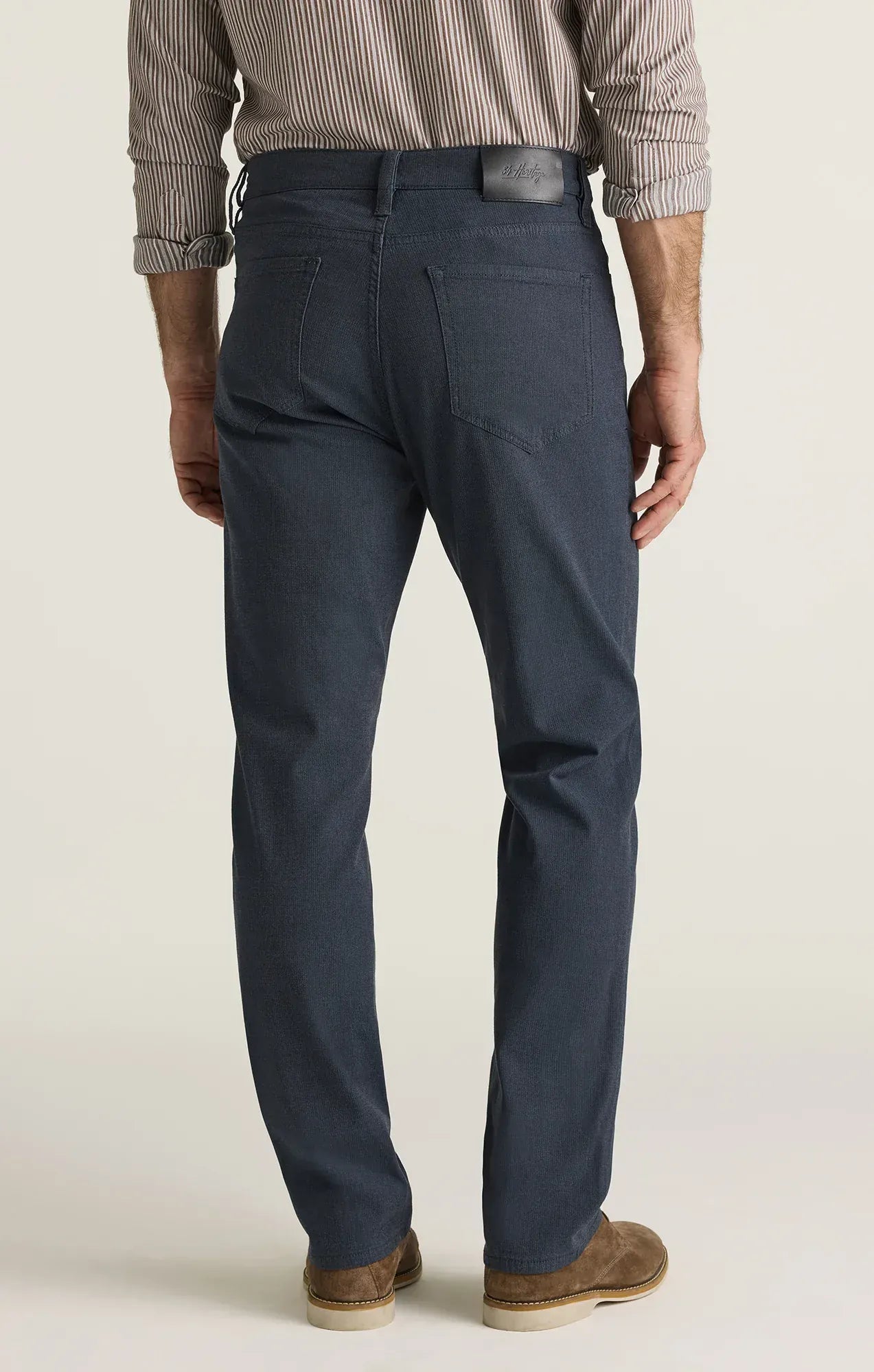34 Heritage 5-Pockets Charisma Relaxed Straight Pants in Navy Herringbone