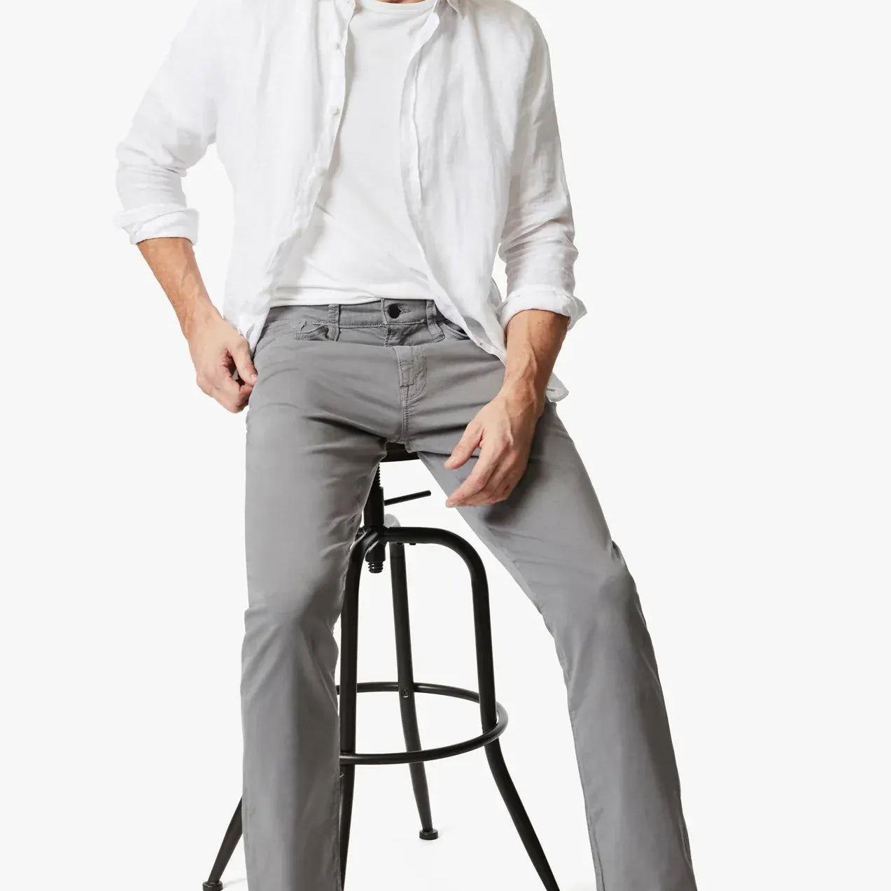 34 Heritage 5-Pockets Charisma Relaxed Straight Pants in Shark Twill