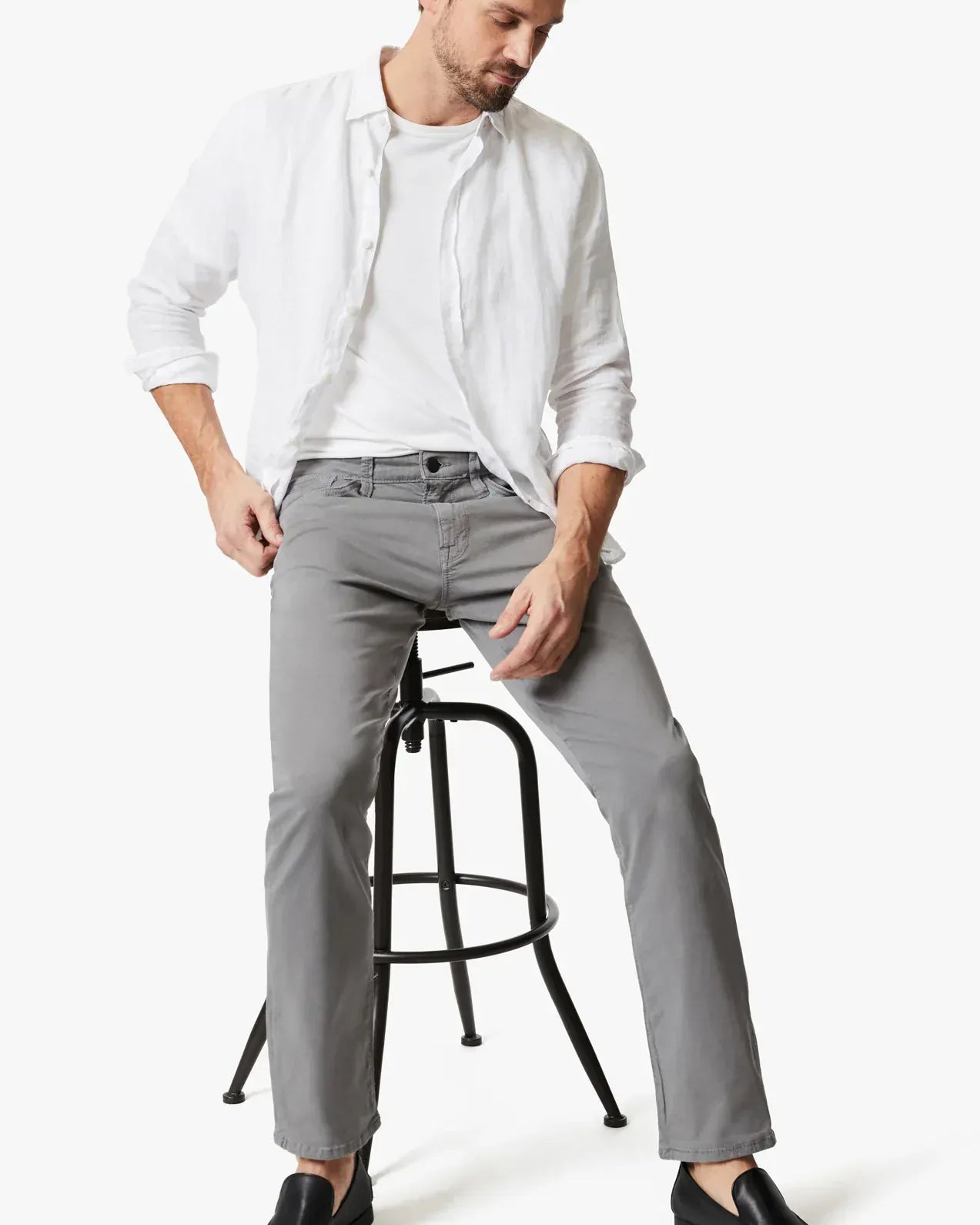 34 Heritage 5-Pockets Charisma Relaxed Straight Pants in Shark Twill
