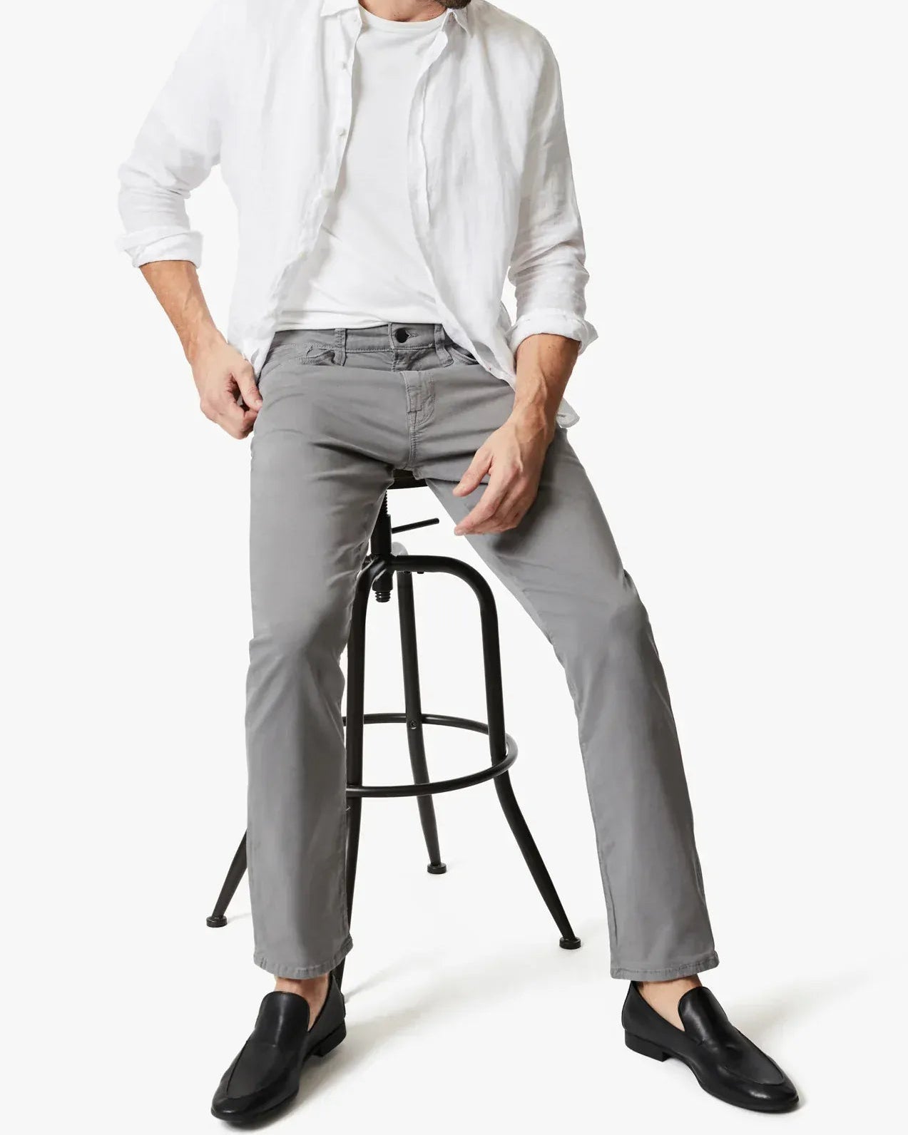 34 Heritage 5-Pockets Charisma Relaxed Straight Pants in Shark Twill