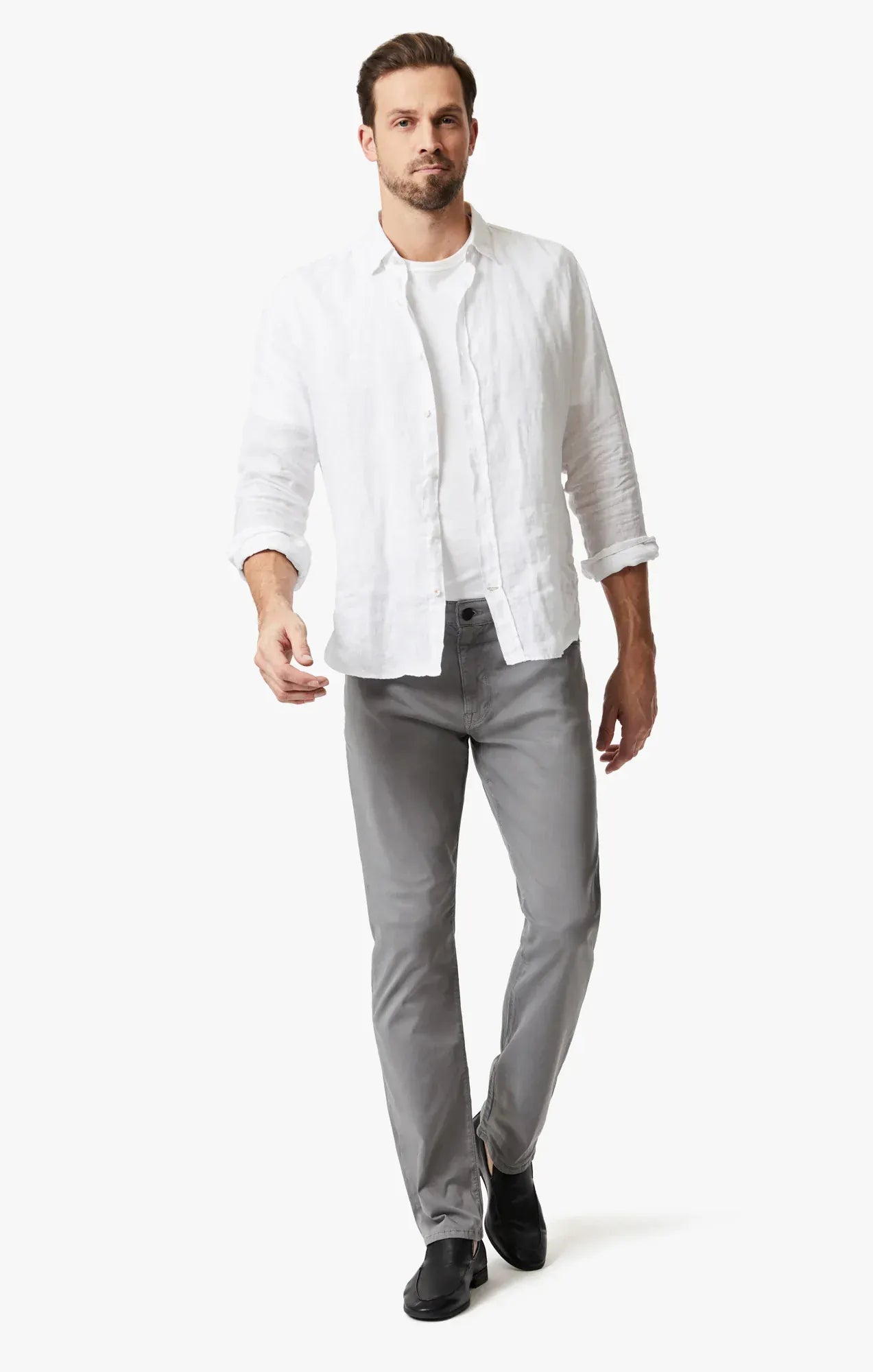 34 Heritage 5-Pockets Charisma Relaxed Straight Pants in Shark Twill