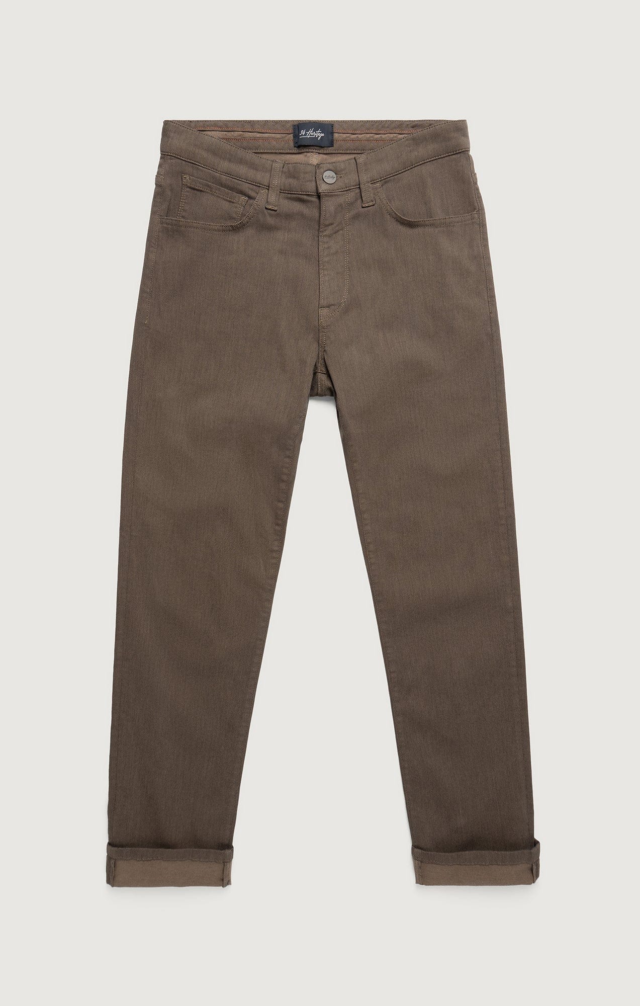 34 Heritage 5-Pockets Courage Straight Leg Pants in Coffee Diagonal