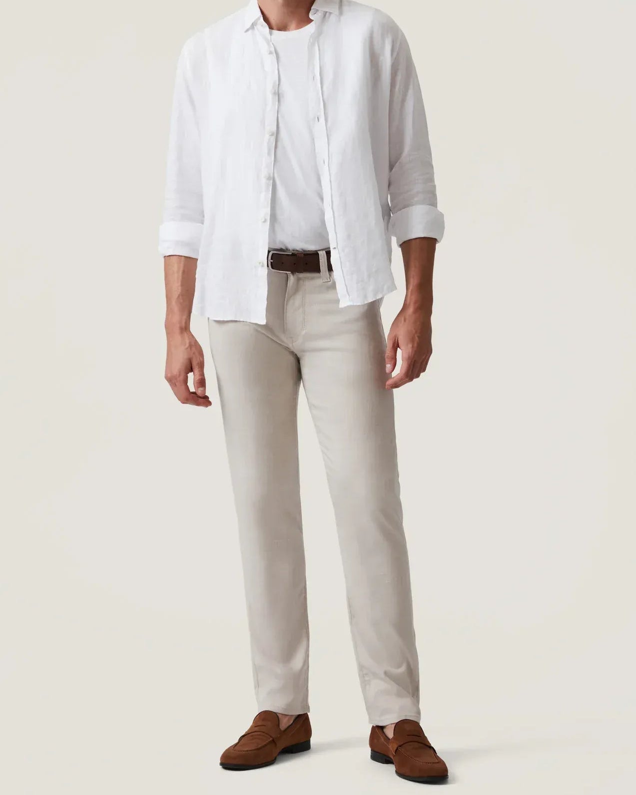 34 Heritage 5-Pockets Courage Straight Leg Pants in Cream Cross Twill