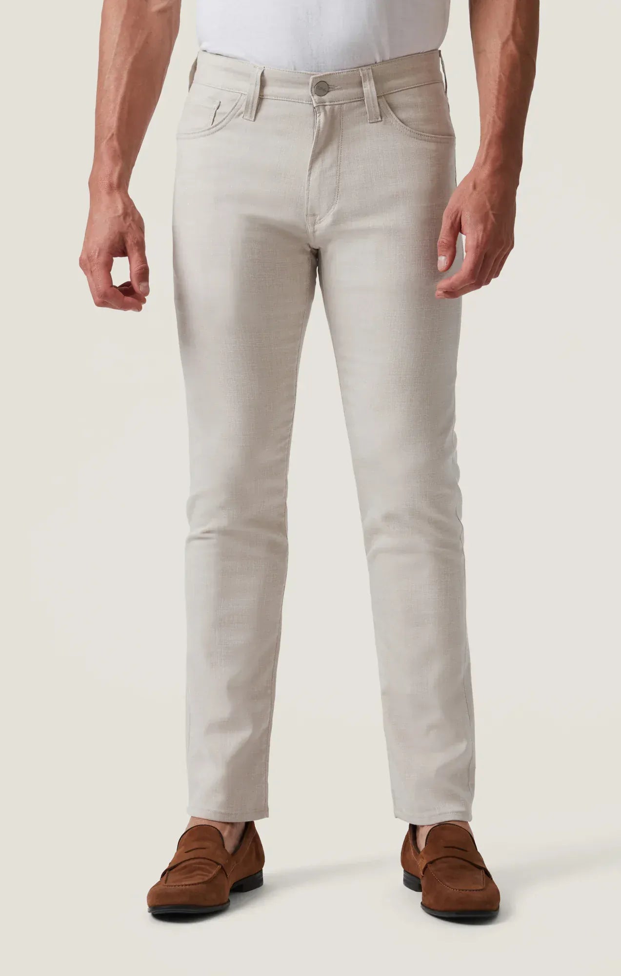 34 Heritage 5-Pockets Courage Straight Leg Pants in Cream Cross Twill
