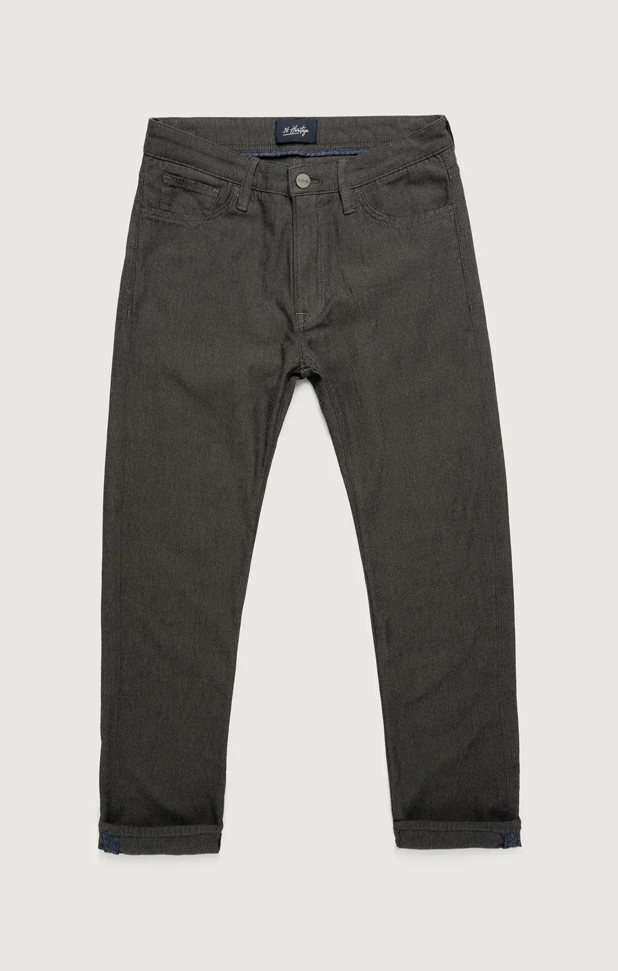 34 Heritage 5-Pockets Courage Straight Leg Pants in Grey Herringbone