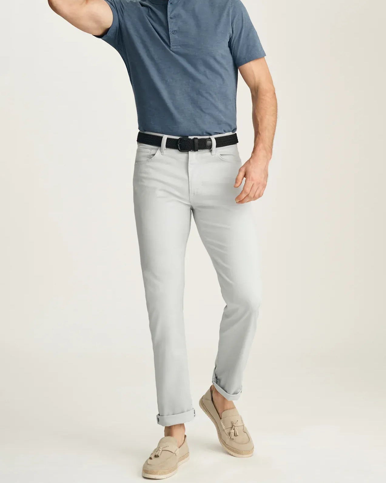 34 Heritage 5-Pockets Courage Straight Leg Pants In Mist Coolmax