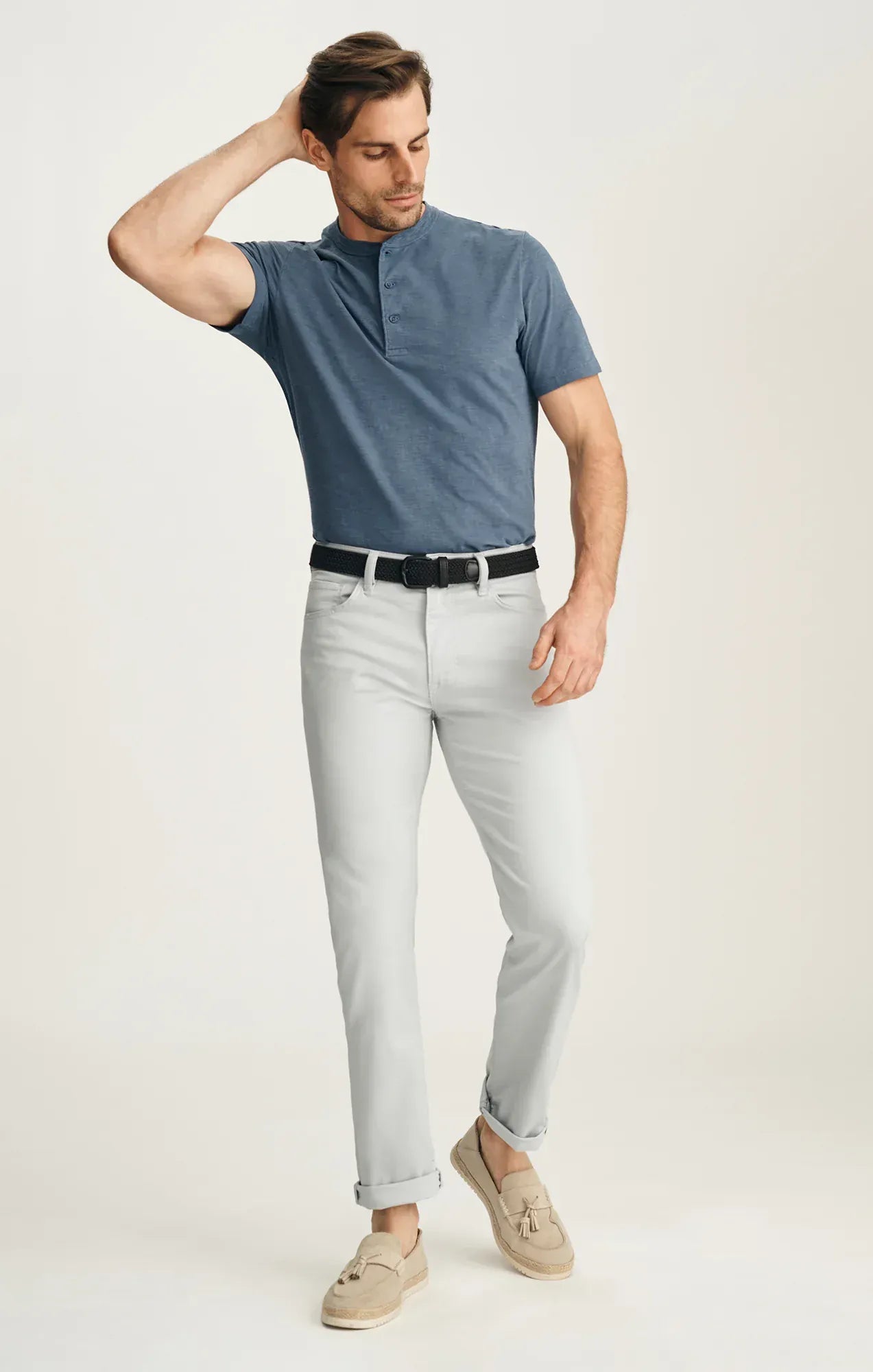 34 Heritage 5-Pockets Courage Straight Leg Pants In Mist Coolmax