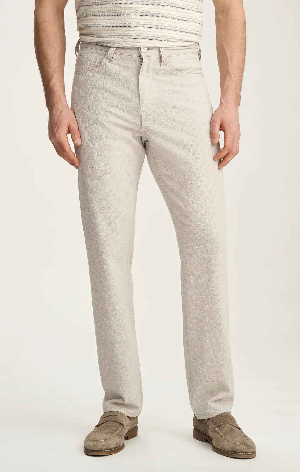 34 Heritage Chinos Charisma Relaxed Straight Pants In Stone Seersucker