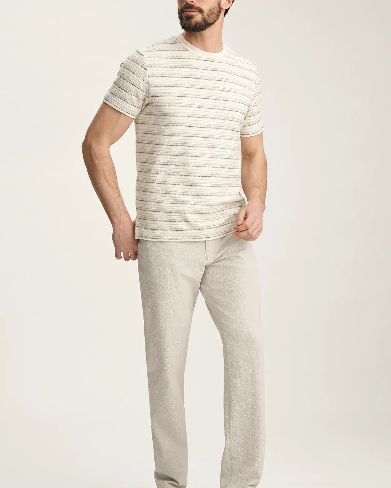 34 Heritage Chinos Charisma Relaxed Straight Pants In Stone Seersucker