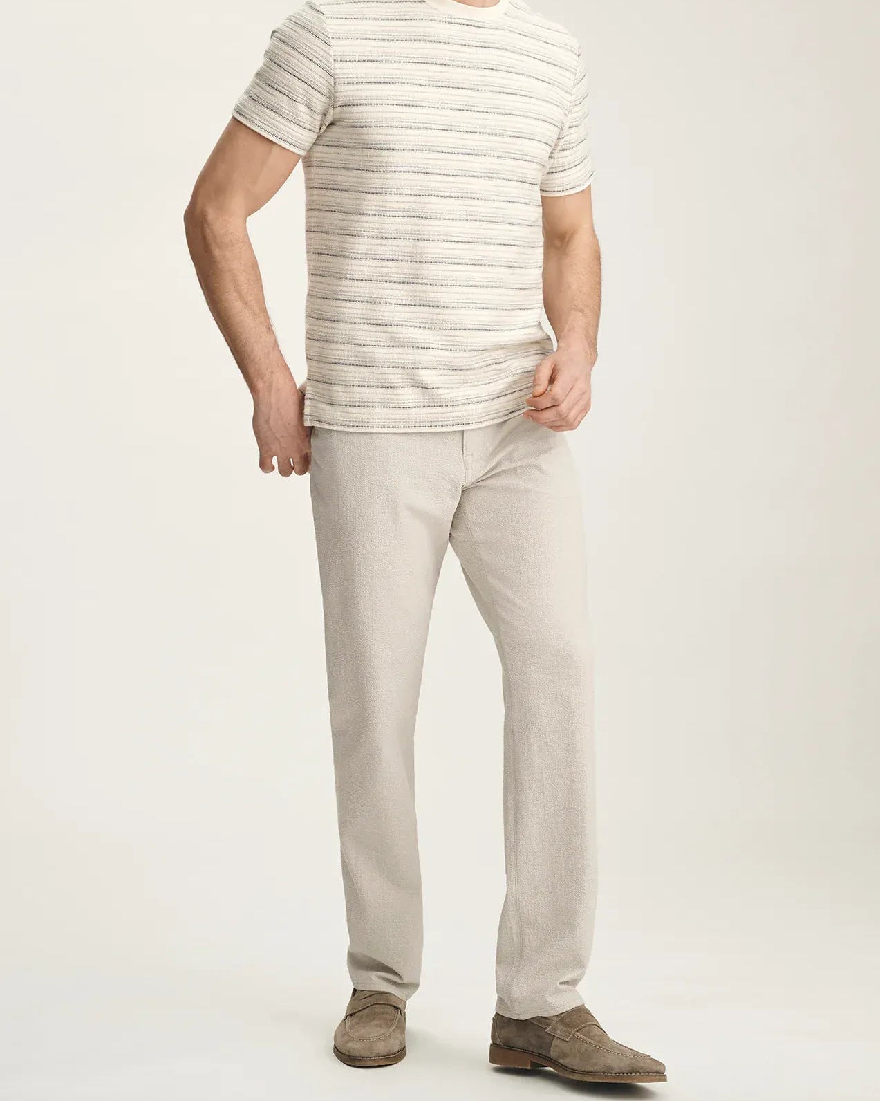 34 Heritage Chinos Charisma Relaxed Straight Pants In Stone Seersucker