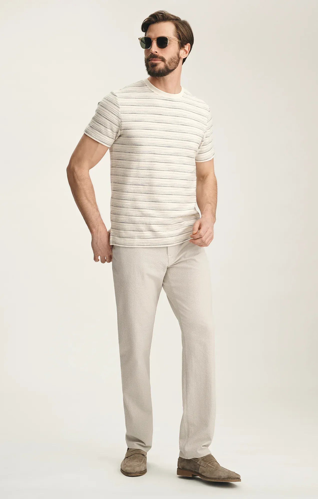 34 Heritage Chinos Charisma Relaxed Straight Pants In Stone Seersucker