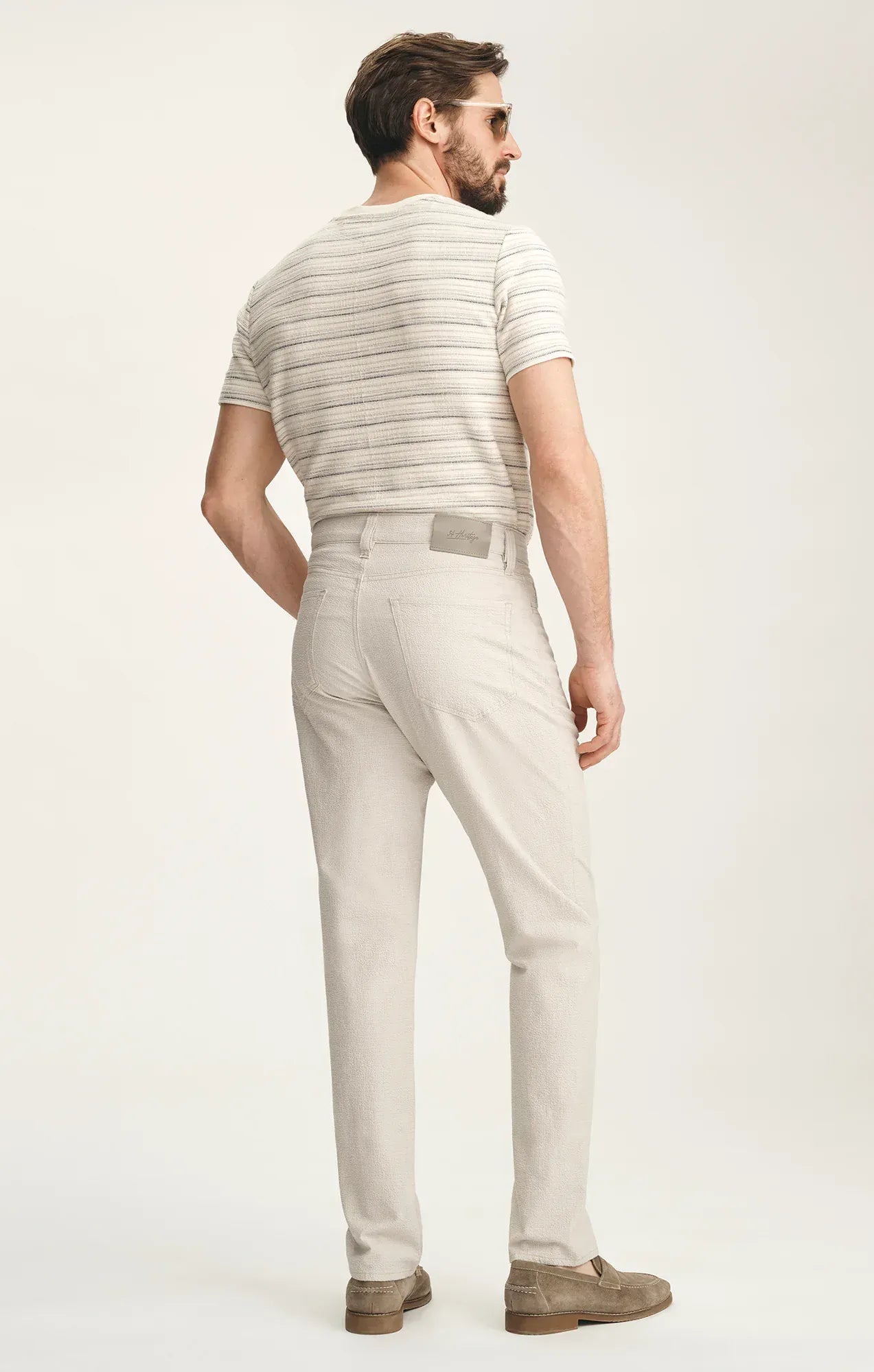 34 Heritage Chinos Charisma Relaxed Straight Pants In Stone Seersucker