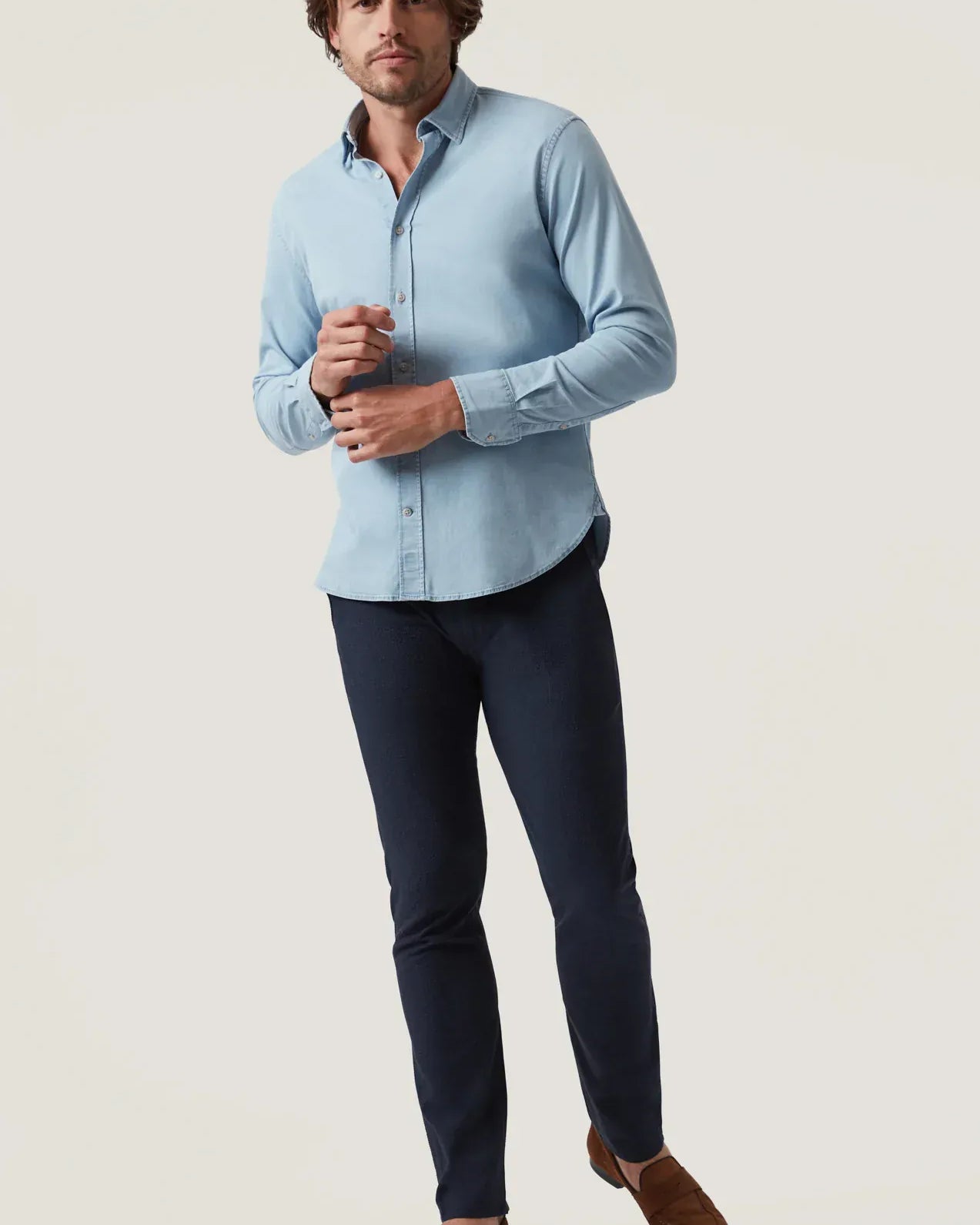 34 Heritage Chinos Verona Slim Leg Chino Pants in Night Seersucker Kona