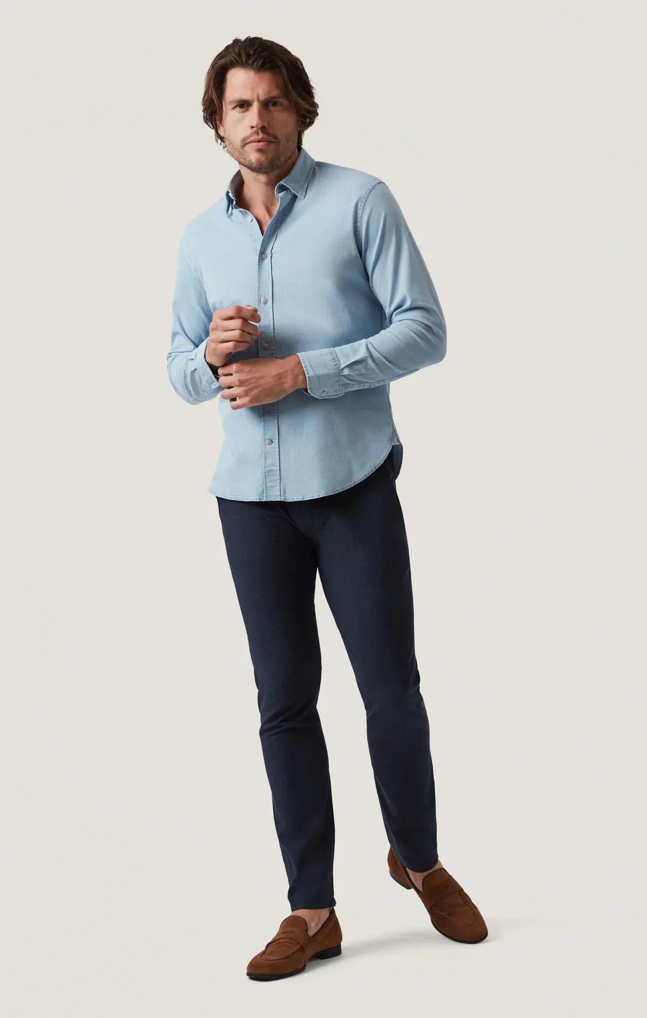 34 Heritage Chinos Verona Slim Leg Chino Pants in Night Seersucker Kona