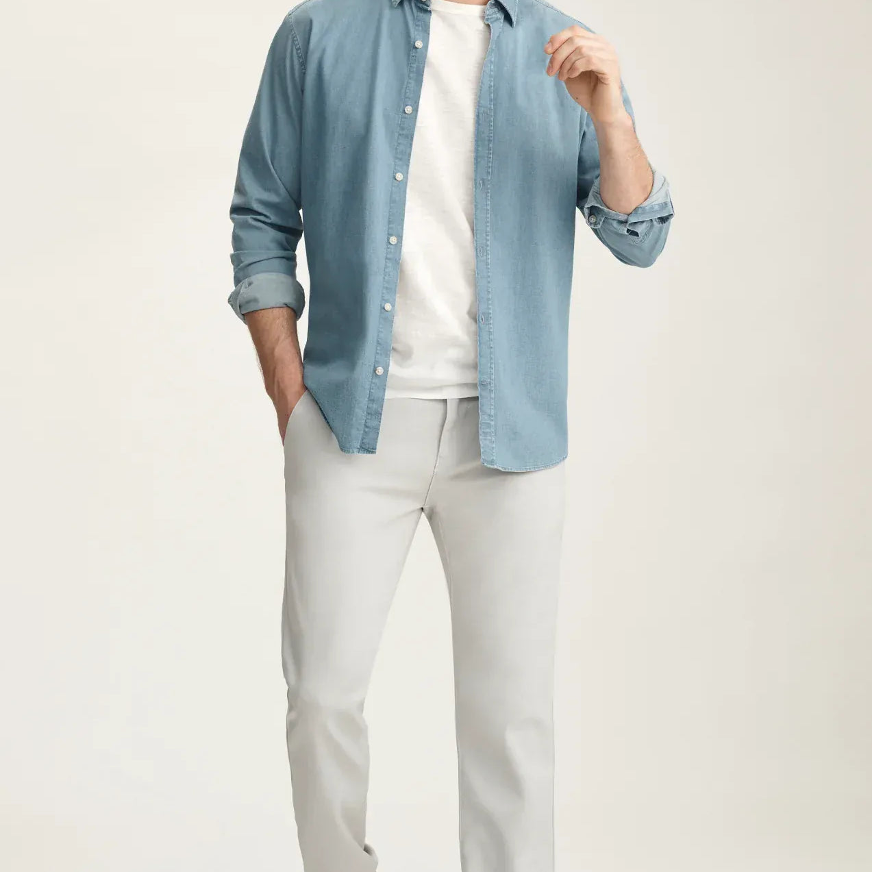 34 Heritage Chinos Verona Straight Leg Chino Pants In Ice Grey High Flyer