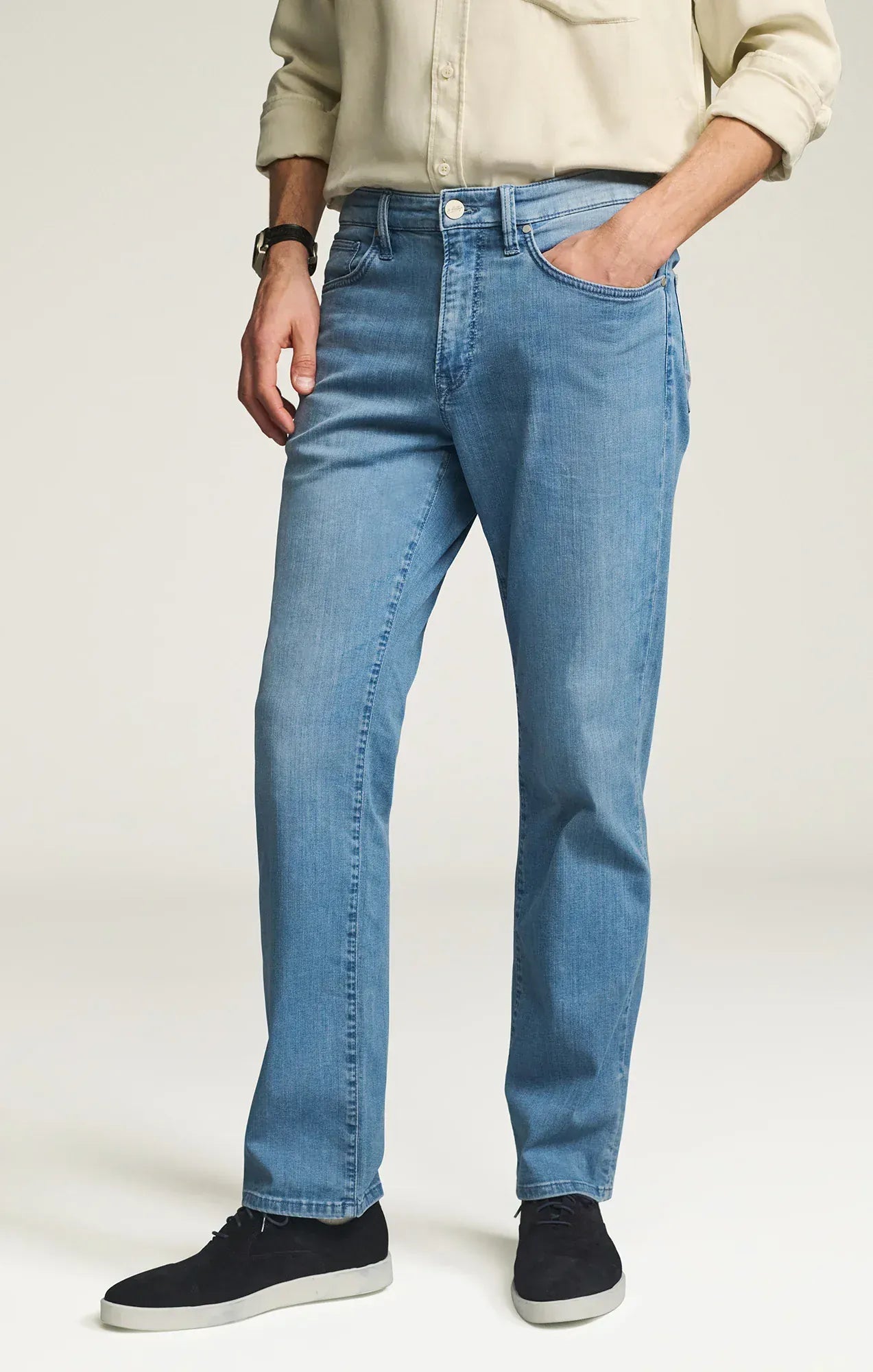 34 Heritage Denim Charisma Relaxed Straight Jeans in Mid Blue Kona