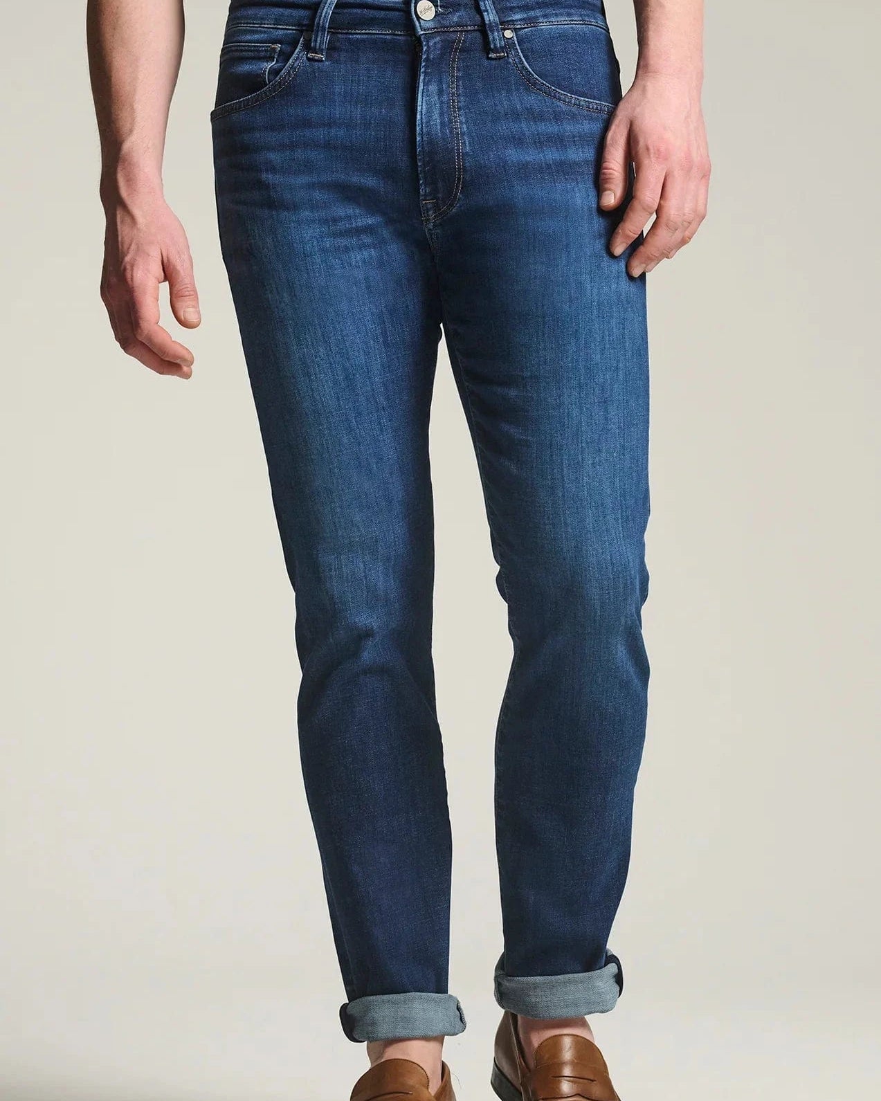 34 Heritage Denim Courage Straight Leg Jeans in Indigo Brushed Organic Ultra
