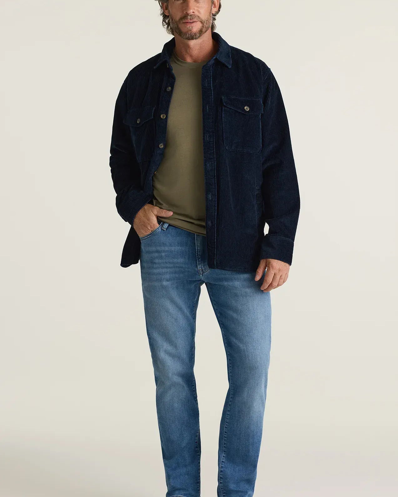 34 Heritage Denim Courage Straight Leg Jeans in Light Brushed Aerodenim