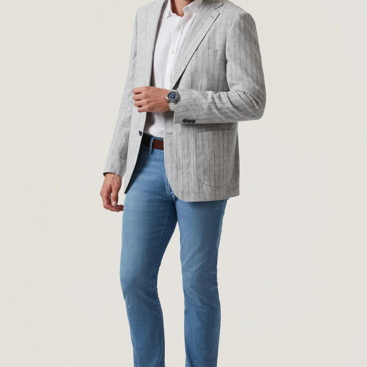 34 Heritage Denim Courage Straight Leg Jeans in Mid Blue Kona