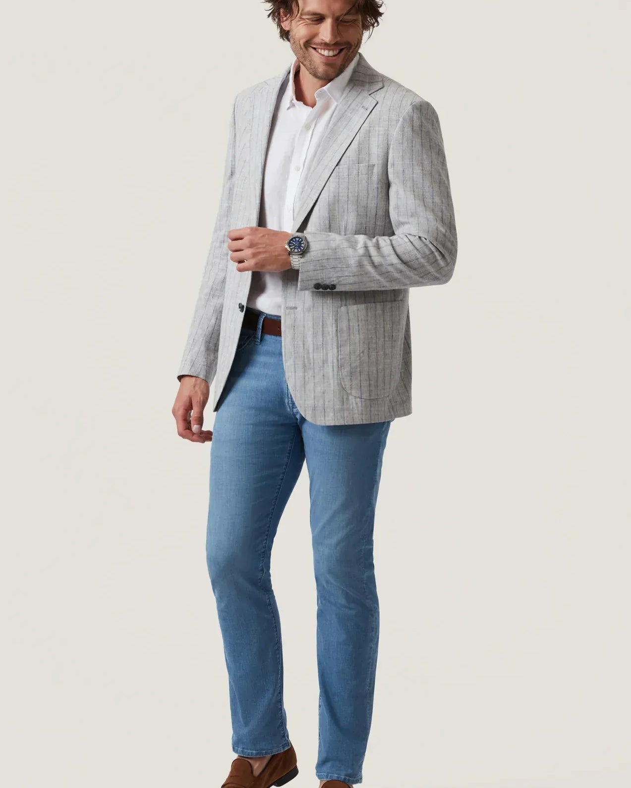 34 Heritage Denim Courage Straight Leg Jeans in Mid Blue Kona