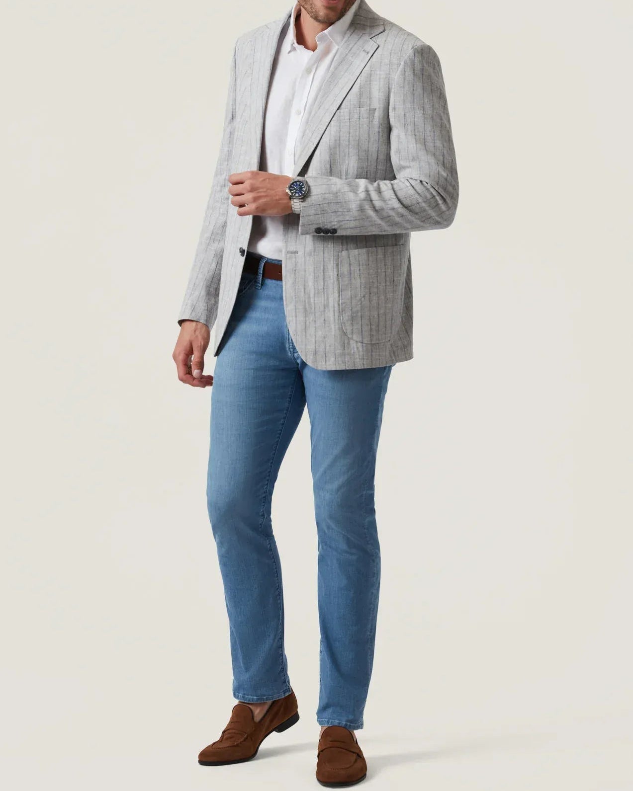 34 Heritage Denim Courage Straight Leg Jeans in Mid Blue Kona