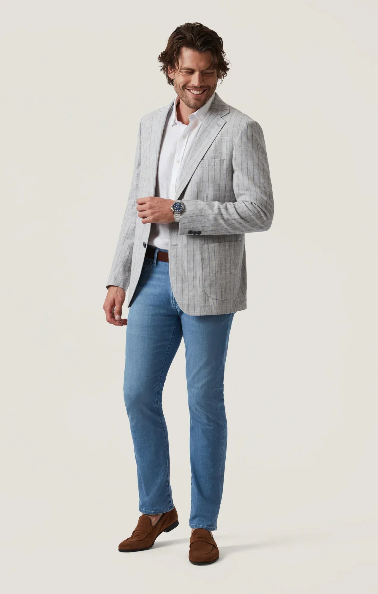 34 Heritage Denim Courage Straight Leg Jeans in Mid Blue Kona