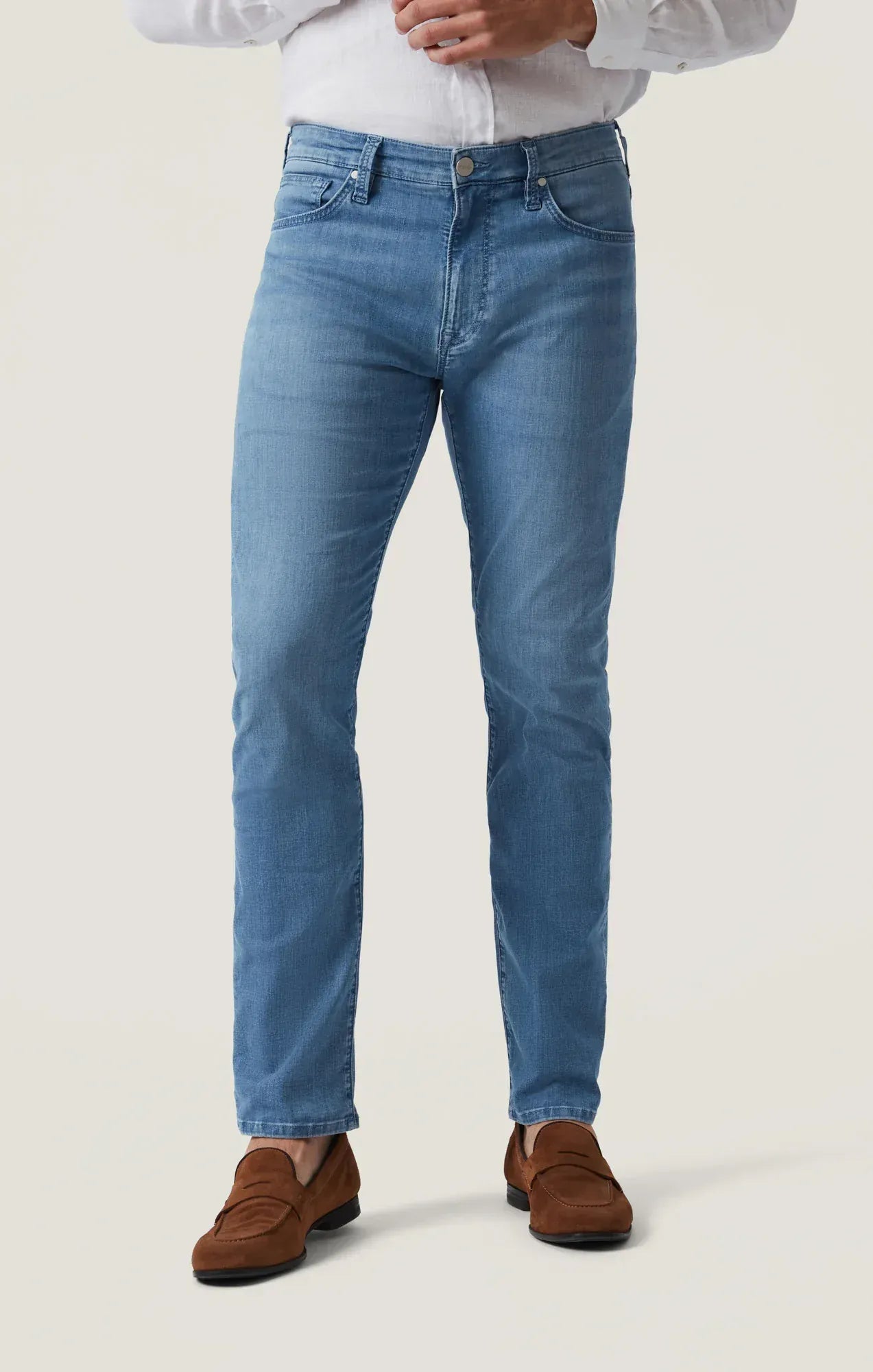 34 Heritage Denim Courage Straight Leg Jeans in Mid Blue Kona