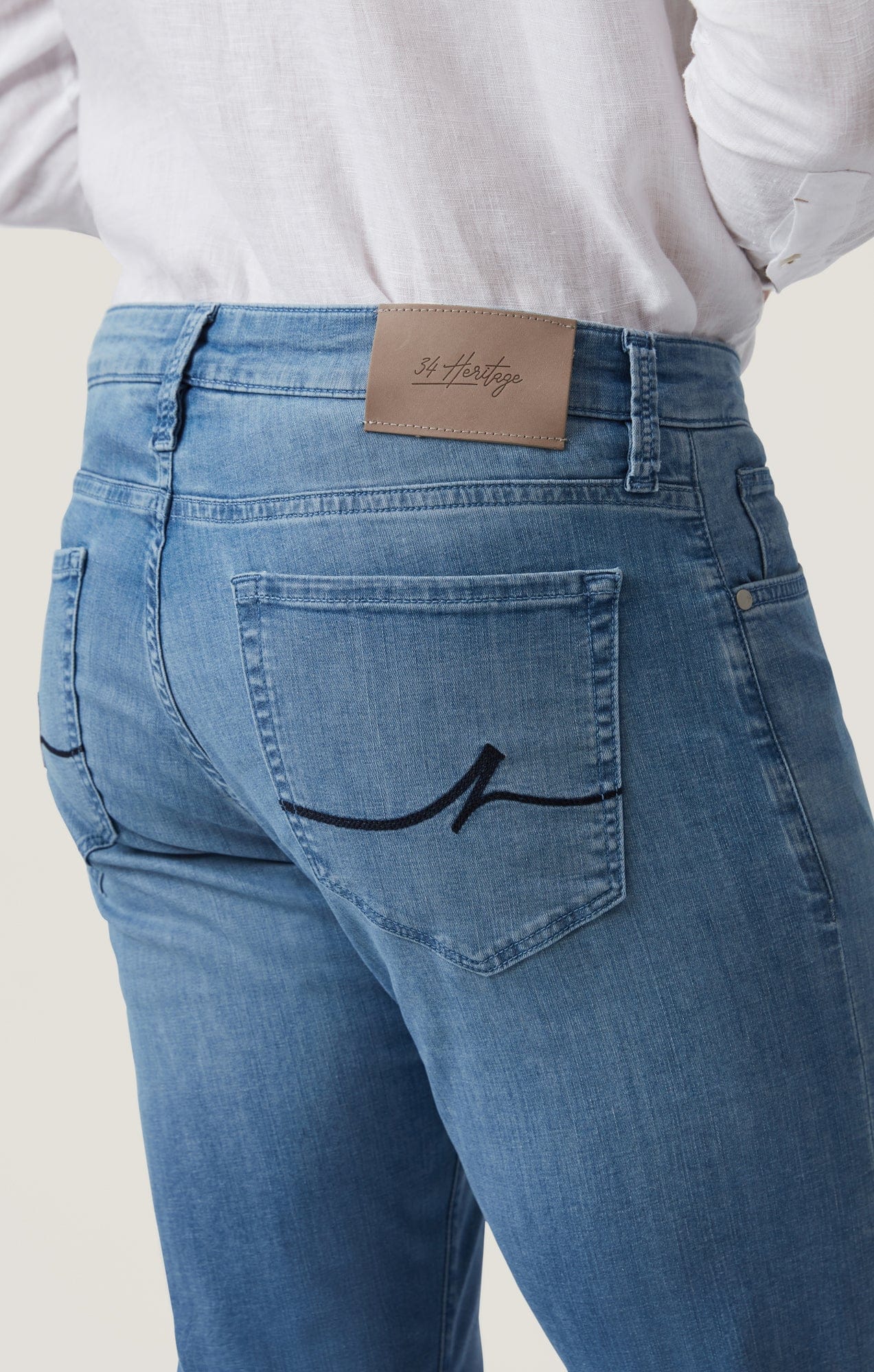 34 Heritage Denim Courage Straight Leg Jeans in Mid Blue Kona