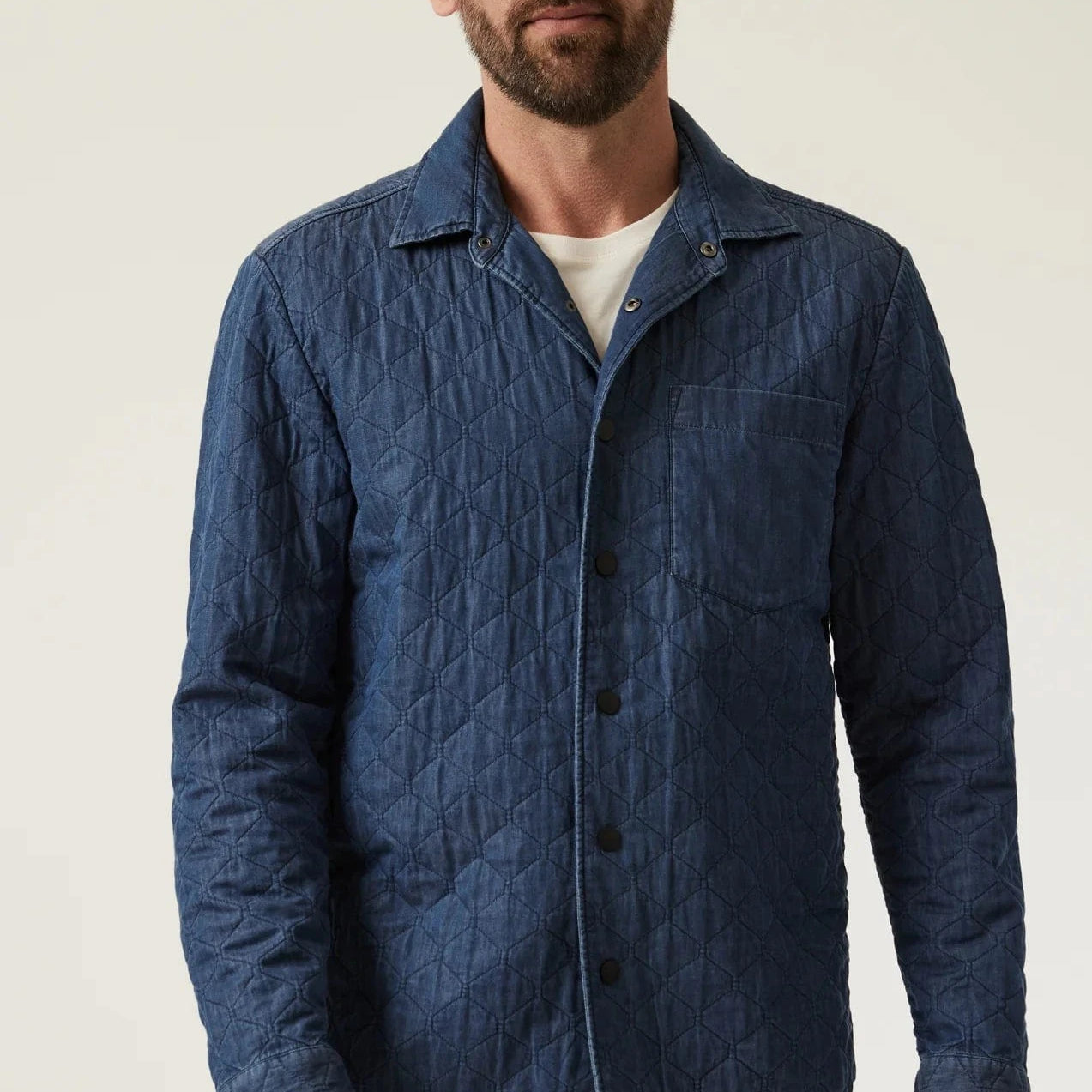 34 Heritage Sport Shirts INDIGO / S Denim Quilted Overshirt