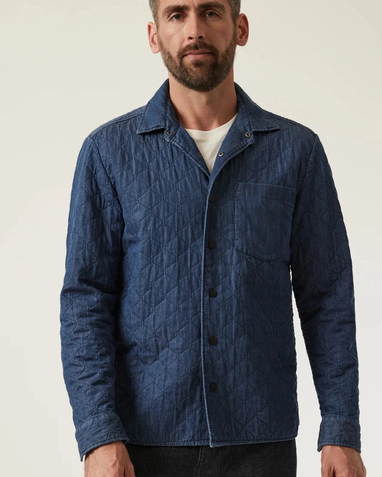 34 Heritage Sport Shirts INDIGO / S Denim Quilted Overshirt