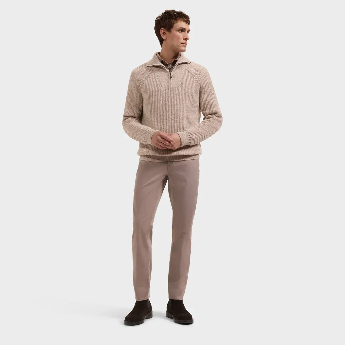 Rib-Knit Quarter-Zip Sweater