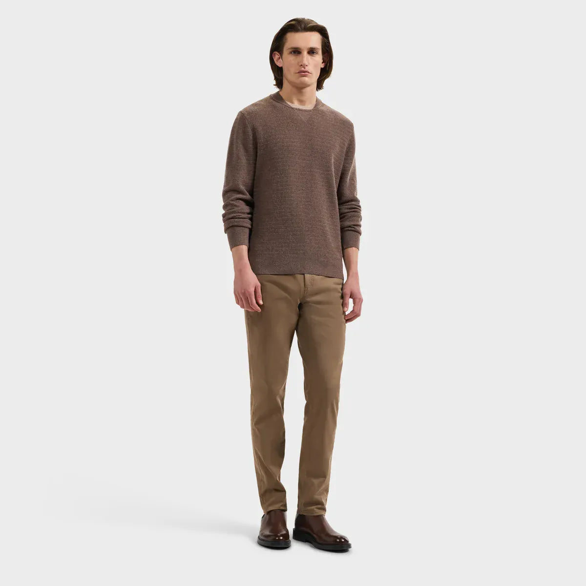 Grid Stitch Crewneck Sweater