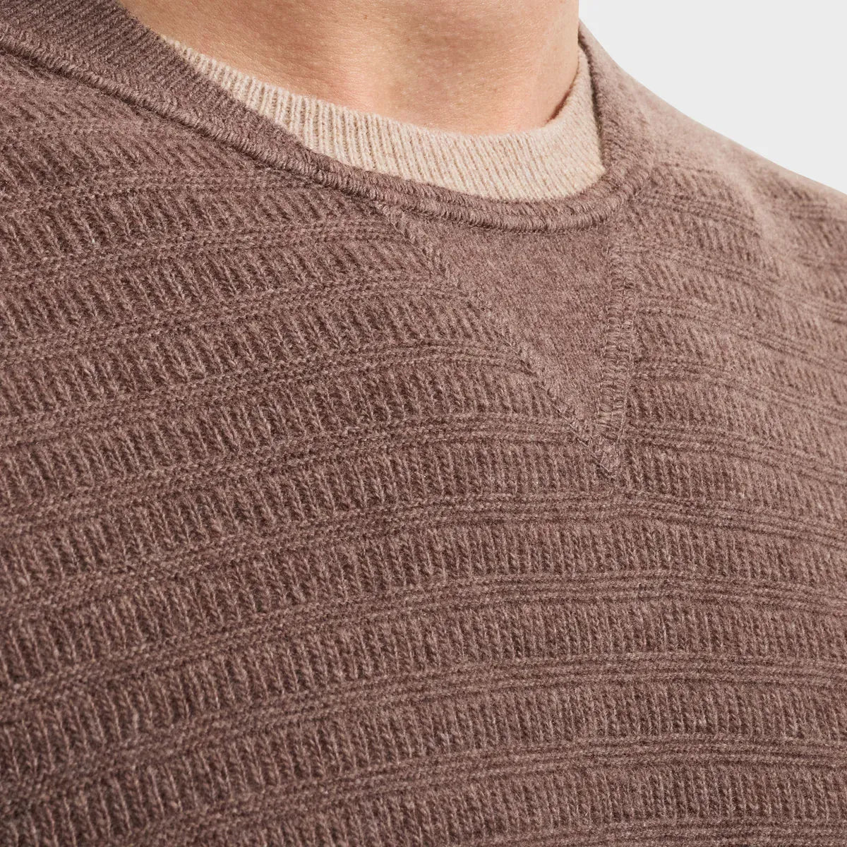 Grid Stitch Crewneck Sweater