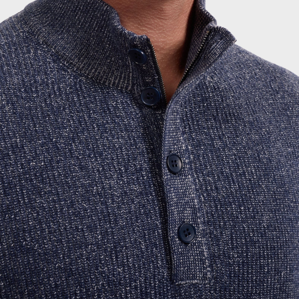 Two-Tone Rib Mock Neck Sweater