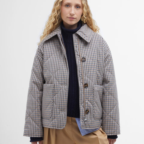 Cassidie Check Quilted Jacket - Sky Micro Check