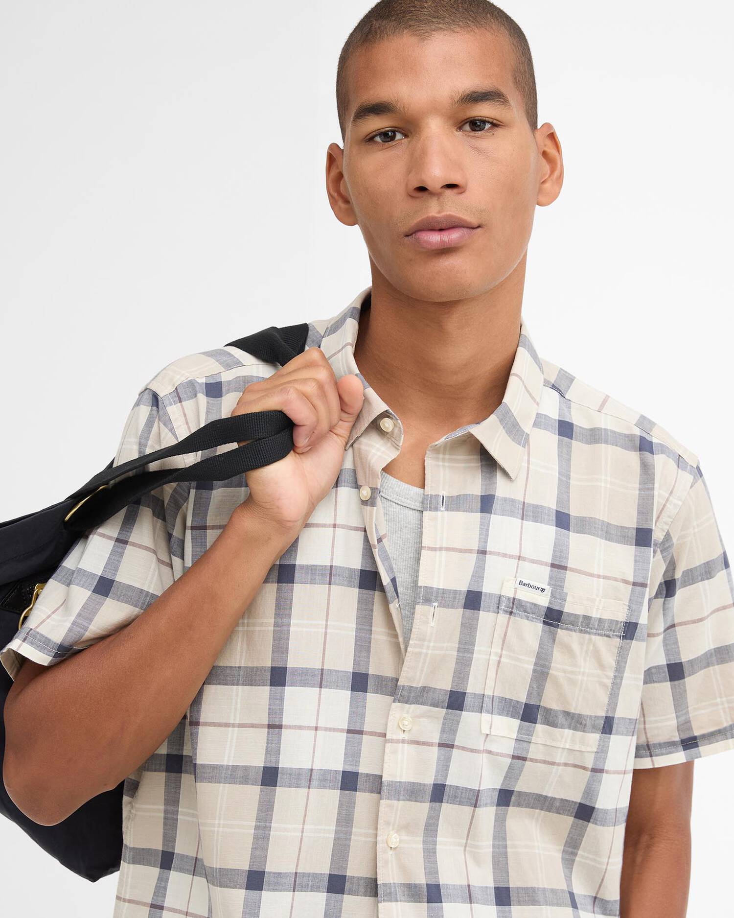 Barbour Camp Shirt Gordon Short-Sleeved Tailored Shirt in Oban Mist Tartan