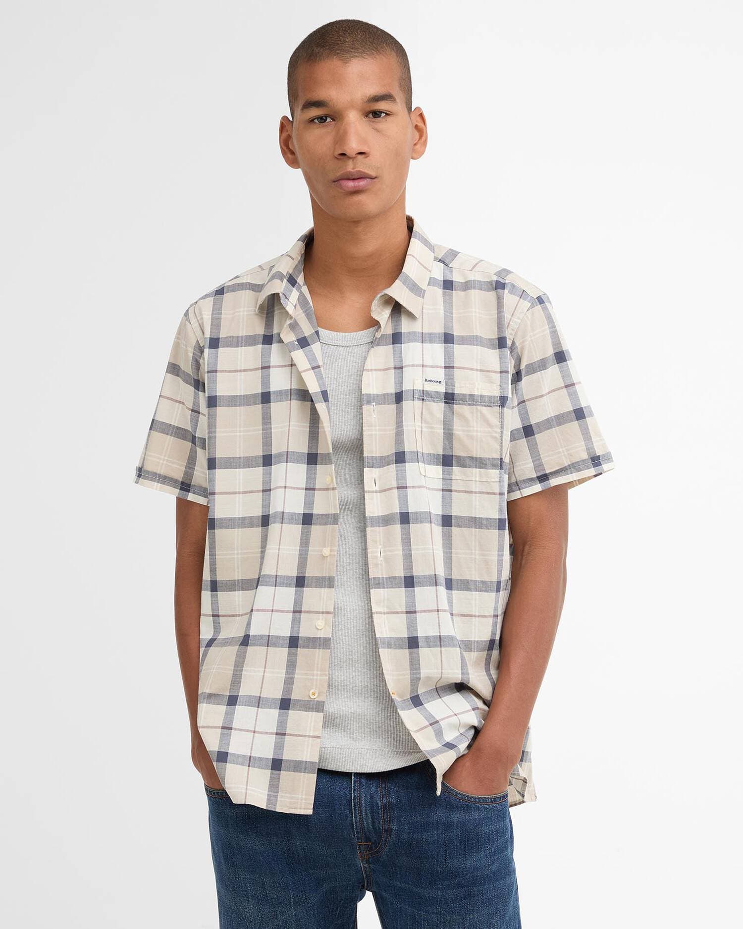 Barbour Camp Shirt Gordon Short-Sleeved Tailored Shirt in Oban Mist Tartan