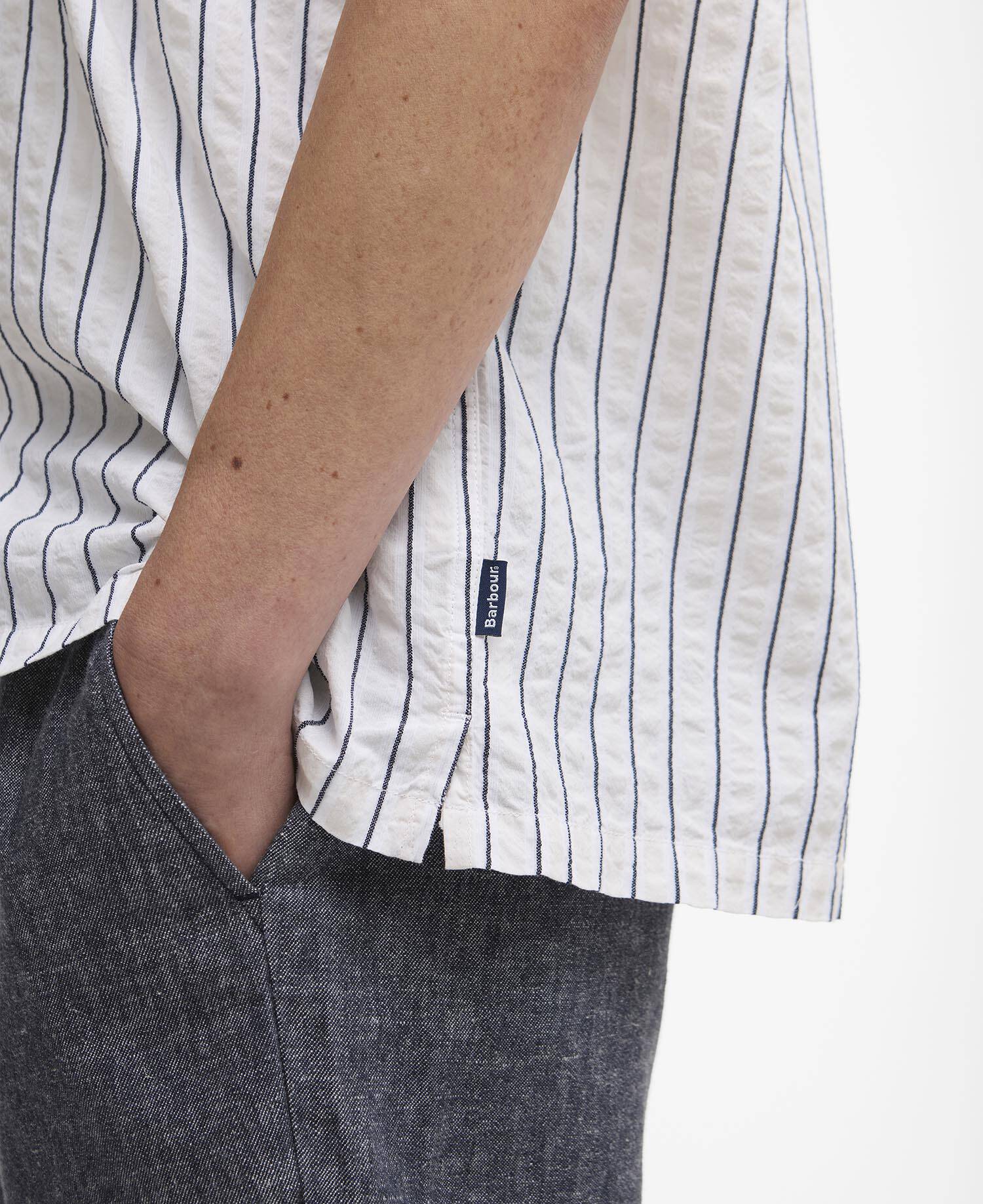Barbour Camp Shirt Park Seersucker Striped Short-Sleeved Shirt