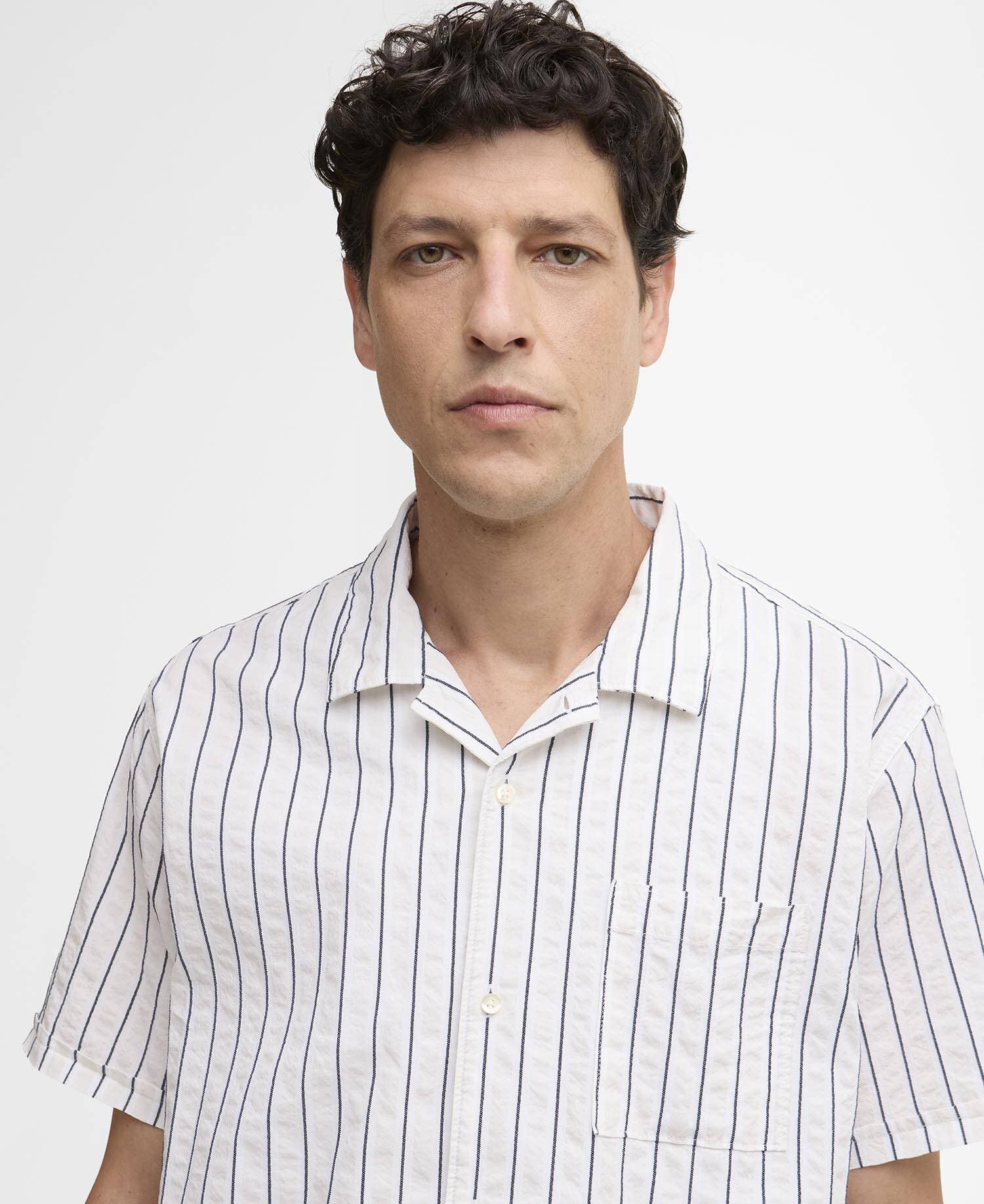 Barbour Camp Shirt Park Seersucker Striped Short-Sleeved Shirt