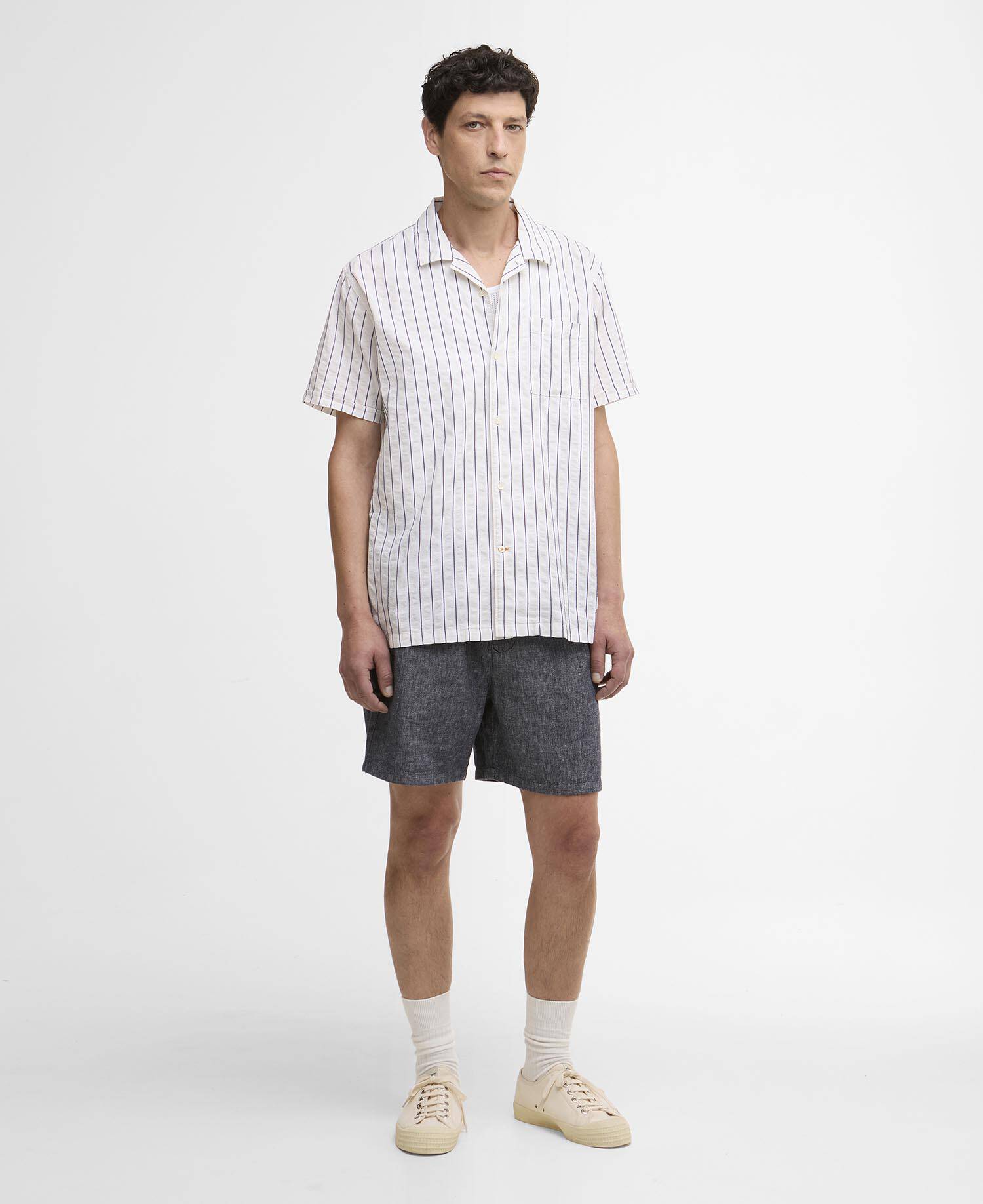 Barbour Camp Shirt Park Seersucker Striped Short-Sleeved Shirt