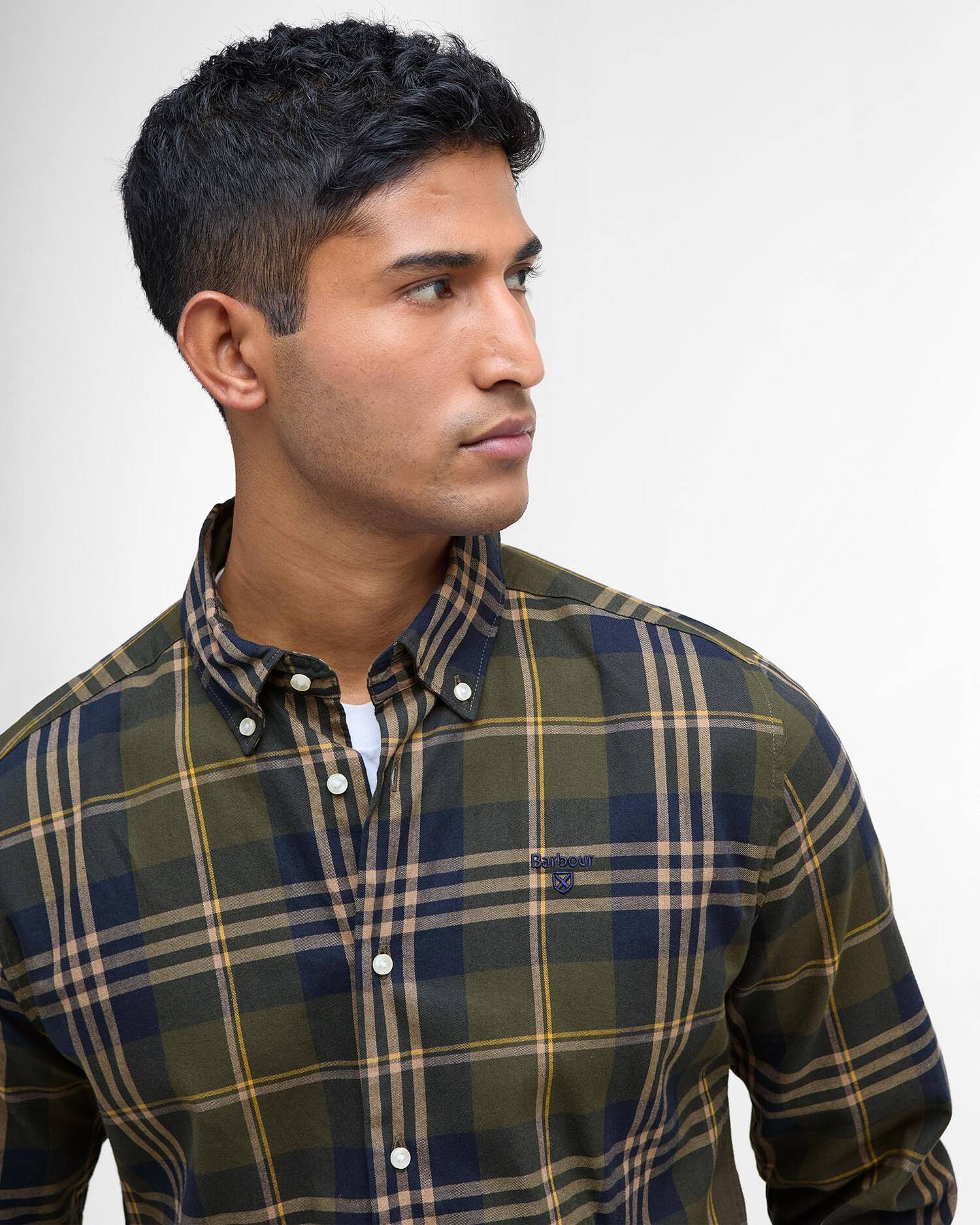 Barbour Dress Shirts Edgar Tailored Long-Sleeved Shirt in Olive