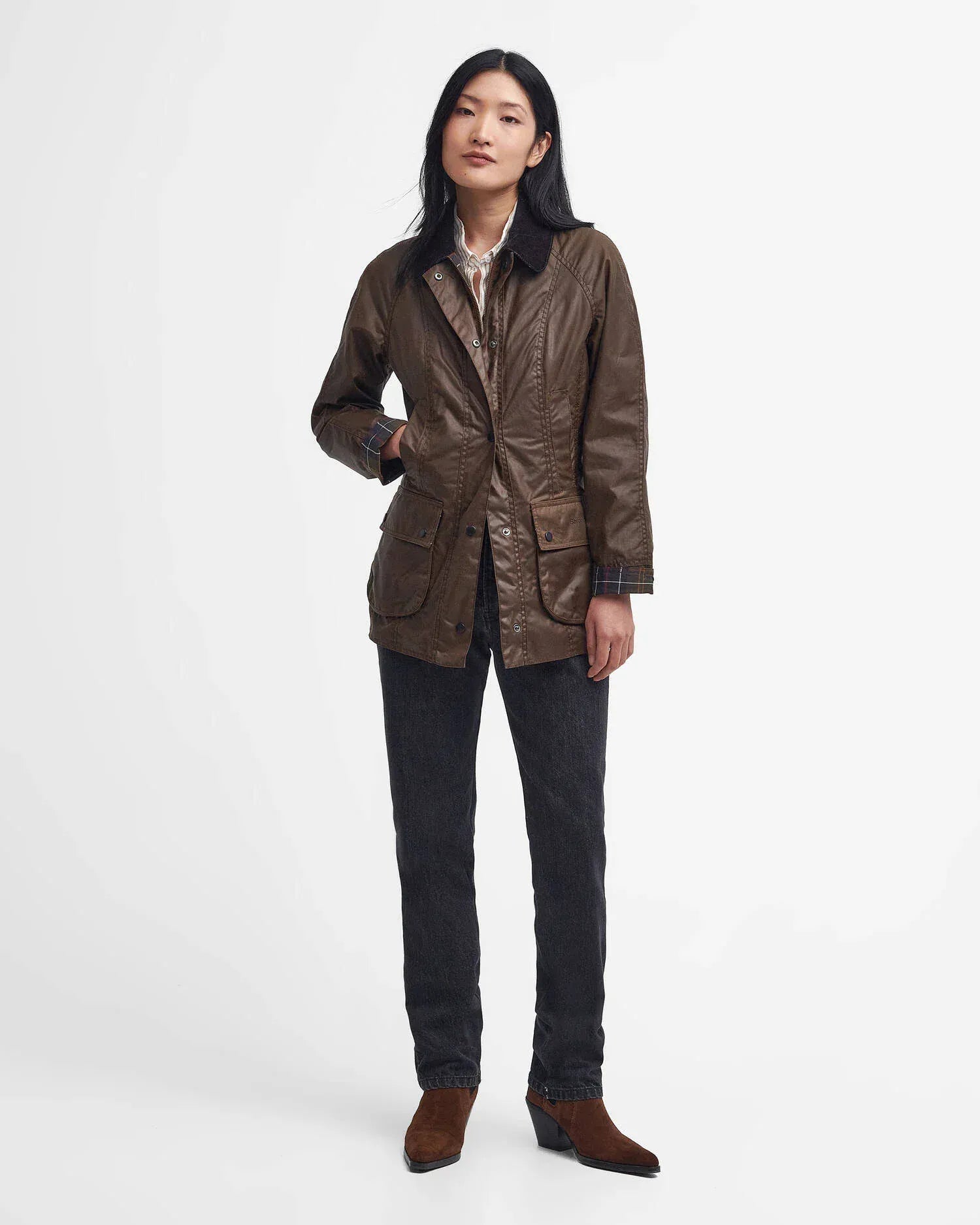Barbour Jackets Beadnell Waxed Jacket in Bark