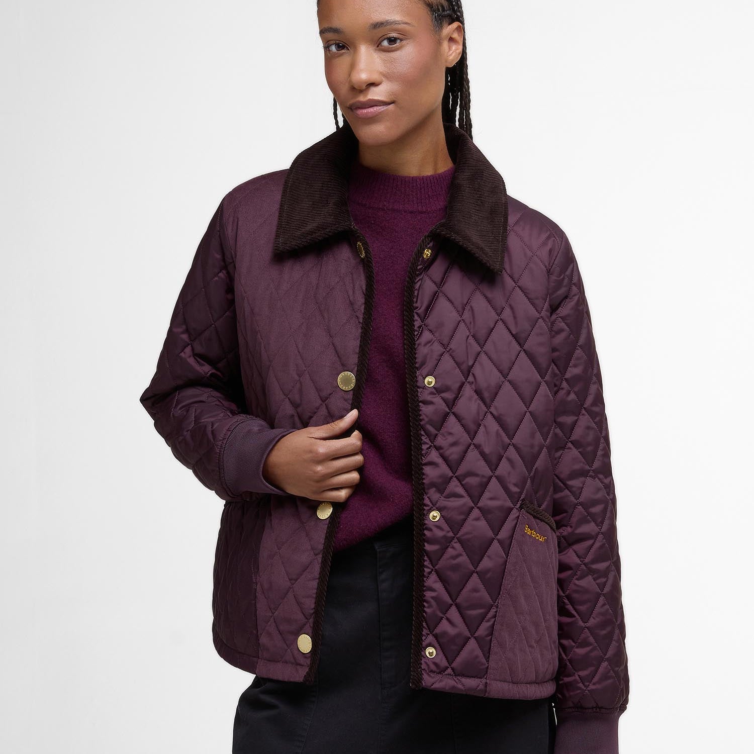 Barbour Jackets BLACK CHERRY/DARK BROWN//MUTED TARTAN / 4 Marla Quilted Jacket