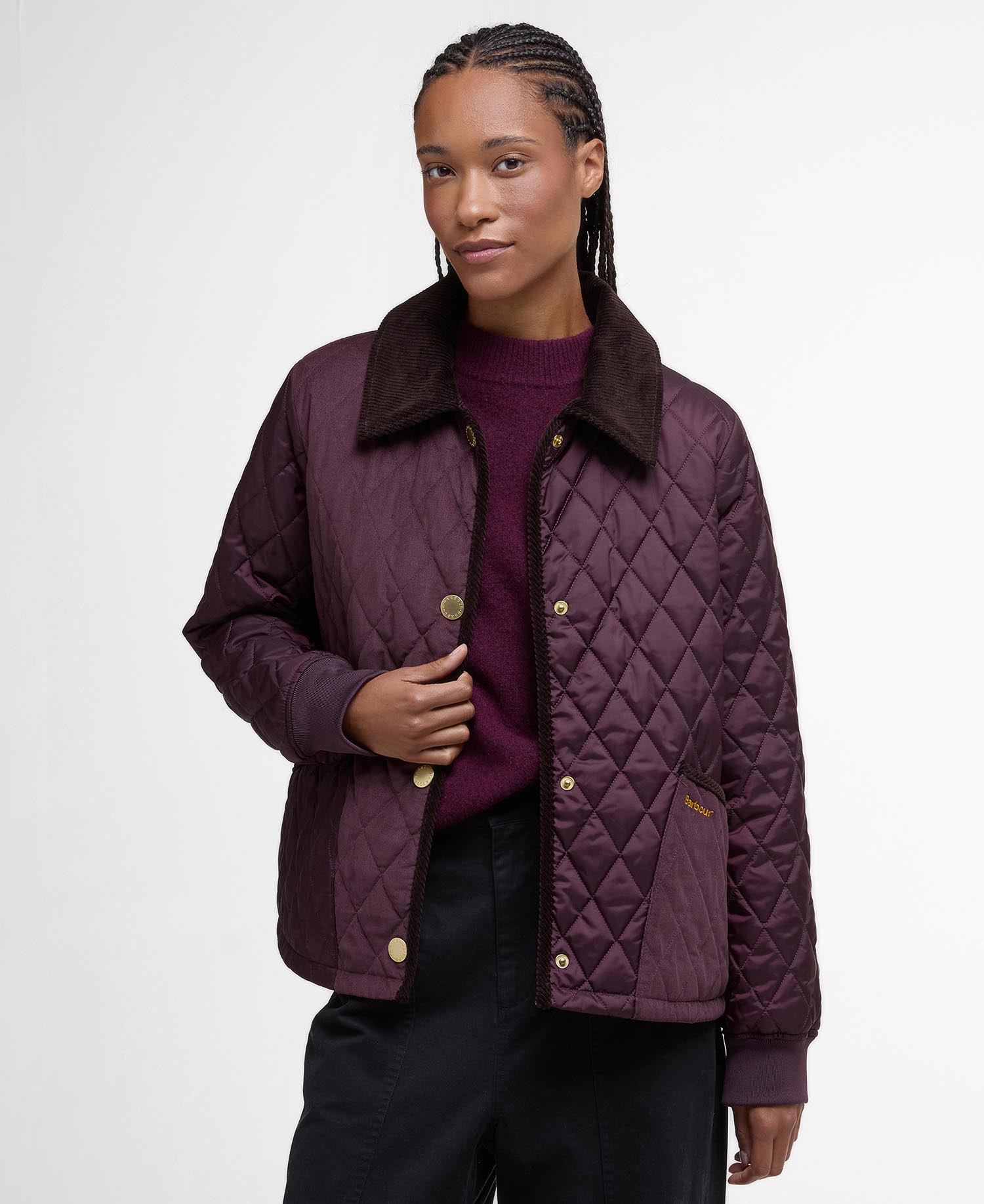 Barbour Jackets BLACK CHERRY/DARK BROWN//MUTED TARTAN / 4 Marla Quilted Jacket