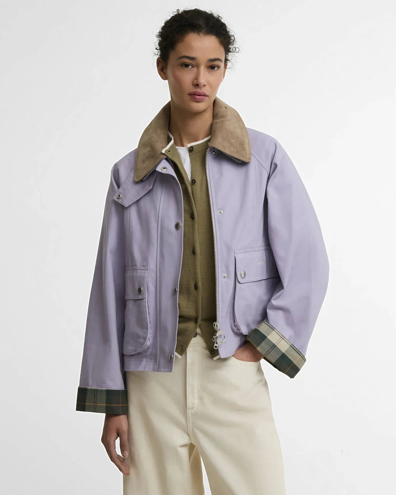 Barbour Jackets Cropped Beadnell Casual Jacket in Heather Mist