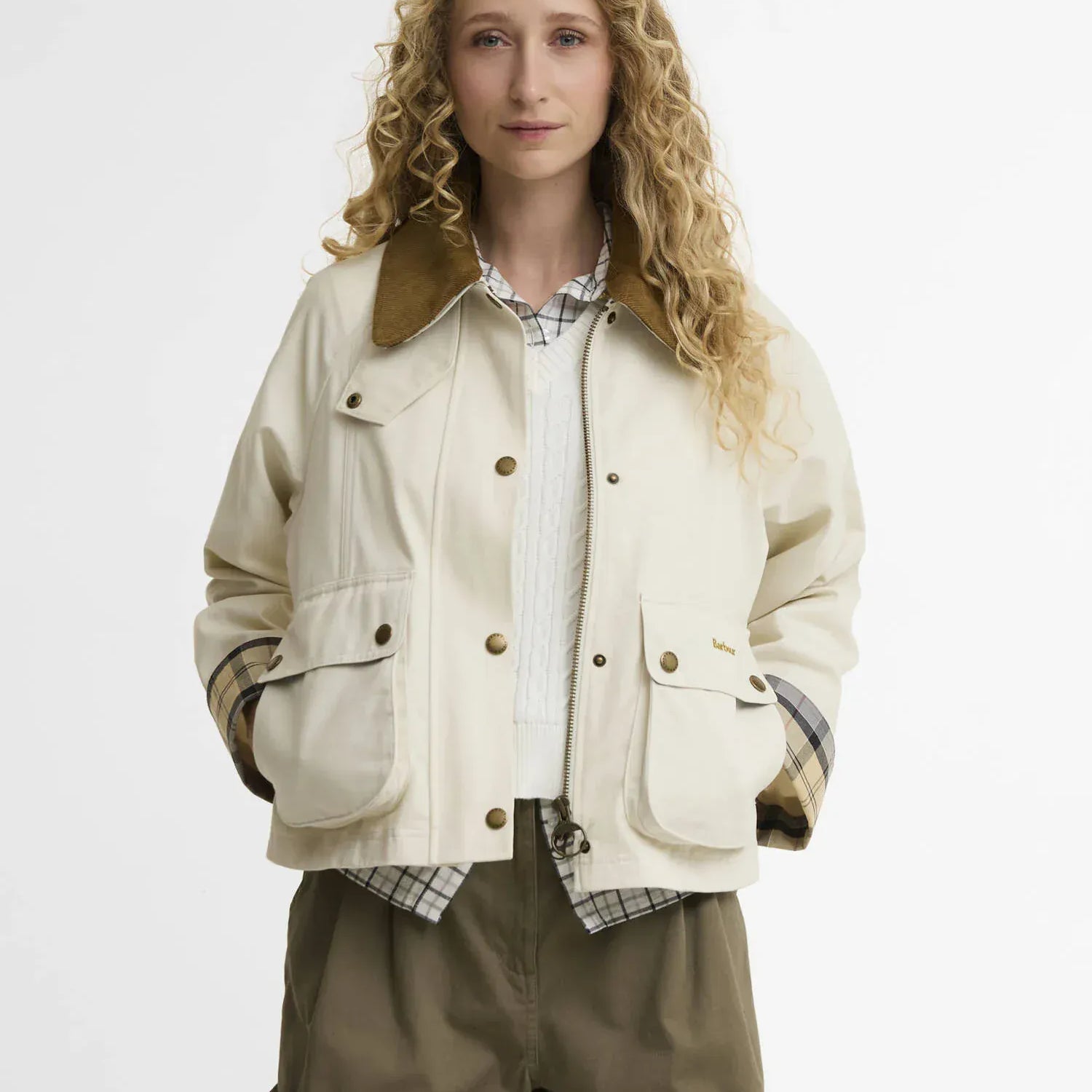 Barbour Jackets Cropped Beadnell Casual Jacket in Light Pearl