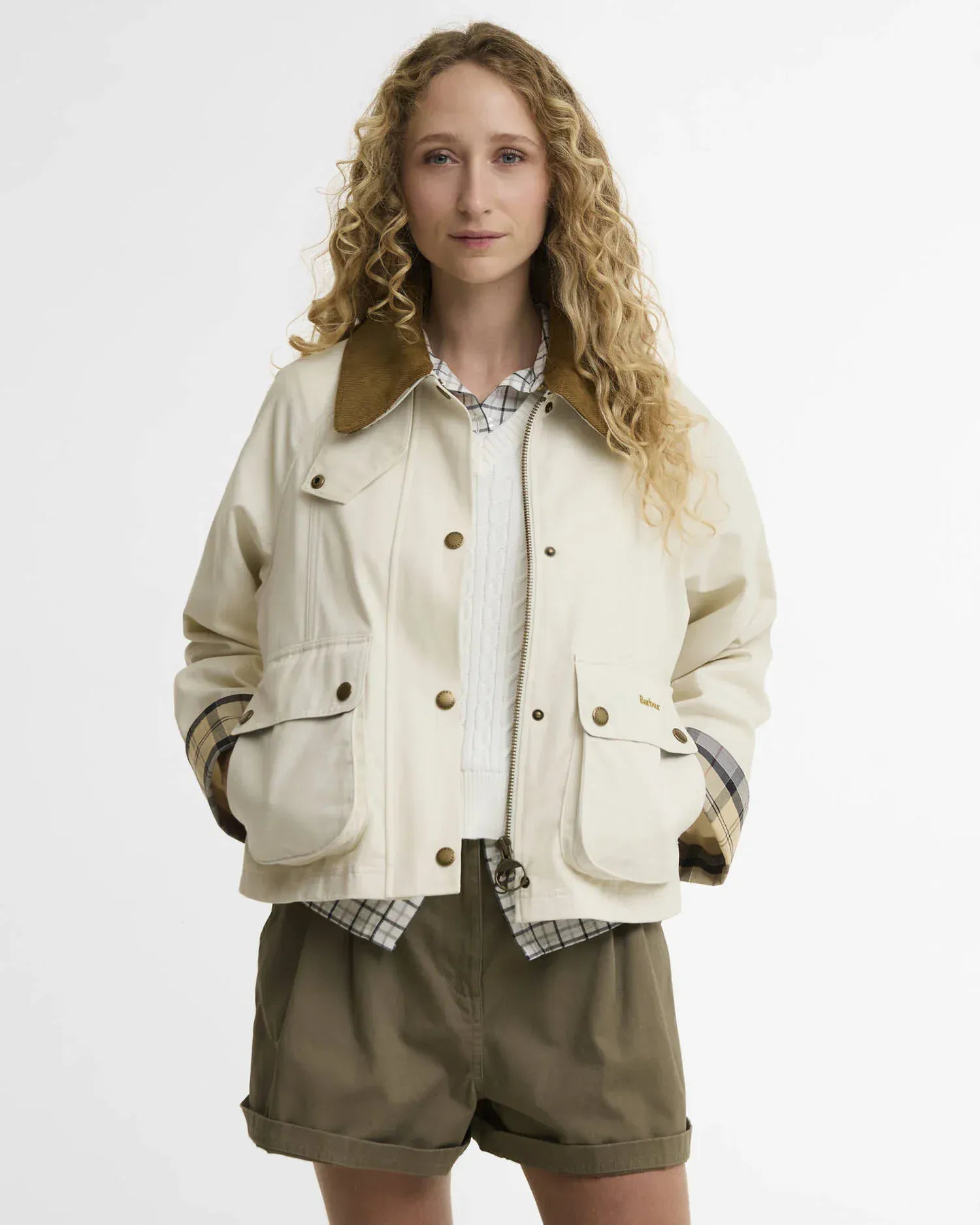 Barbour Jackets Cropped Beadnell Casual Jacket in Light Pearl