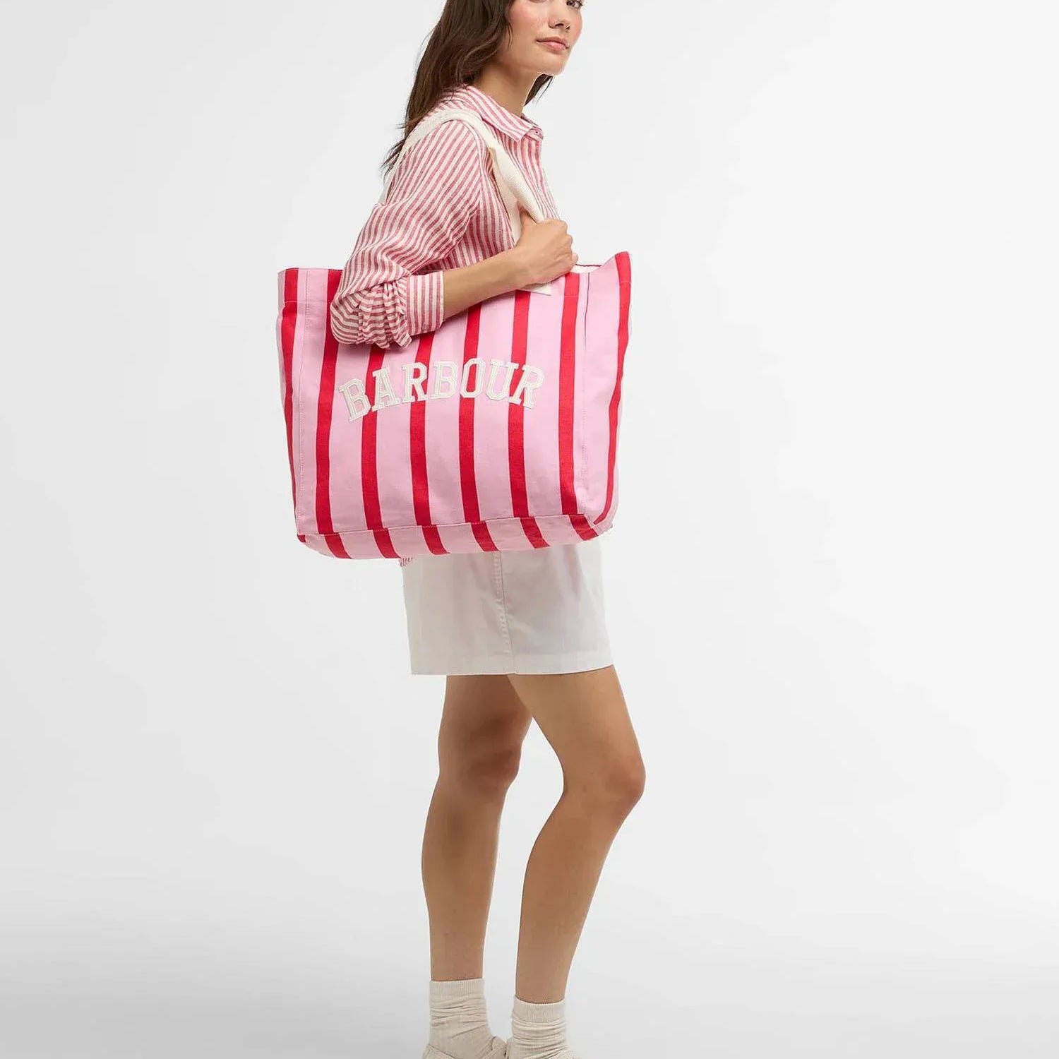 Barbour Luggage CHERRY Emily Stripe Tote Bag
