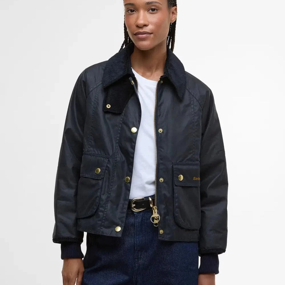 Barbour Outerwear Navy/Classic / 2 Cropped Beadnell Waxed Jacket