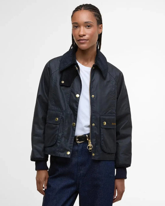 Barbour Outerwear Navy/Classic / 2 Cropped Beadnell Waxed Jacket